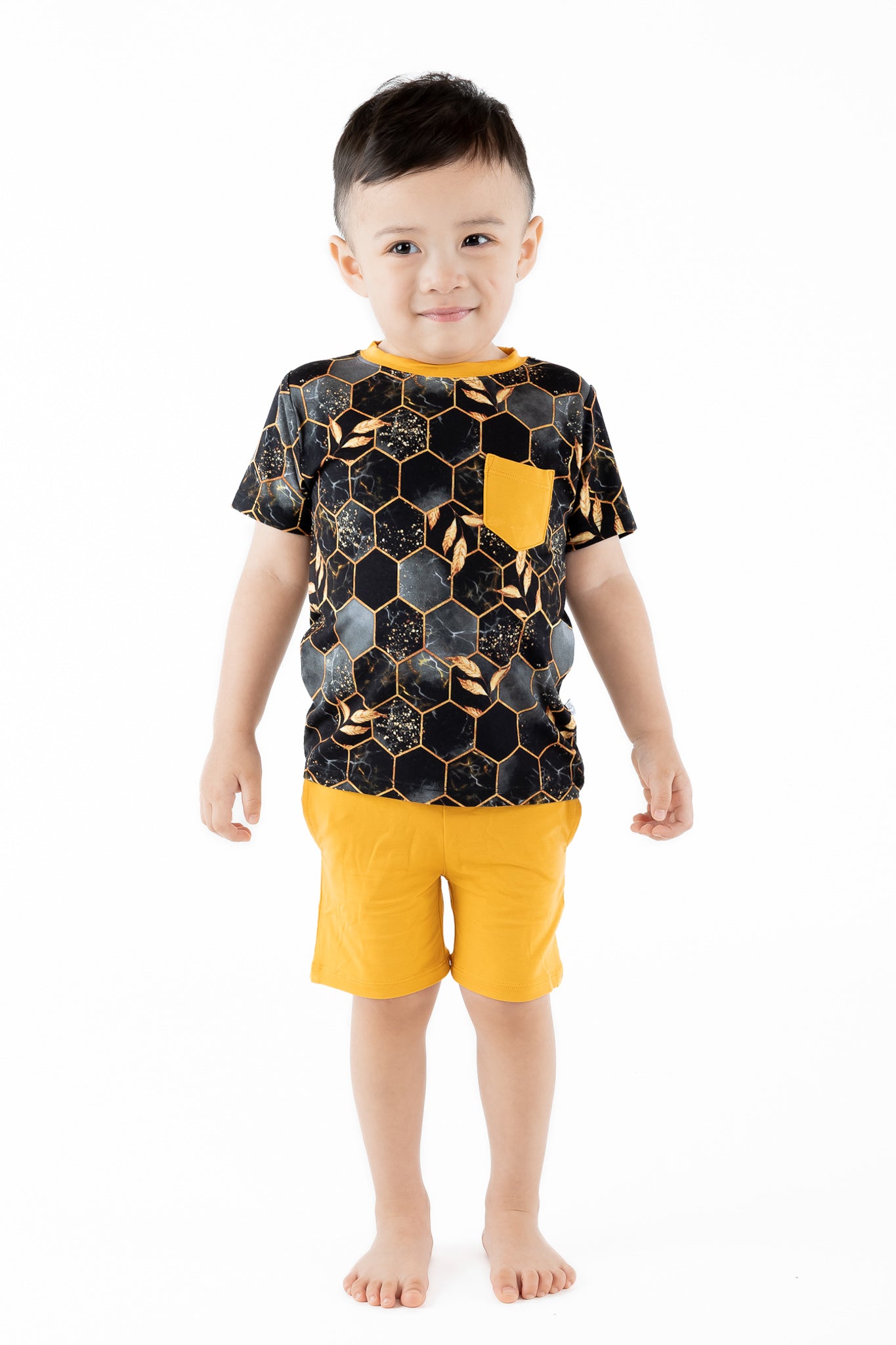 Midnight Honey | Bamboo Toddler & Kids Pocket Tee & Shorts Set
