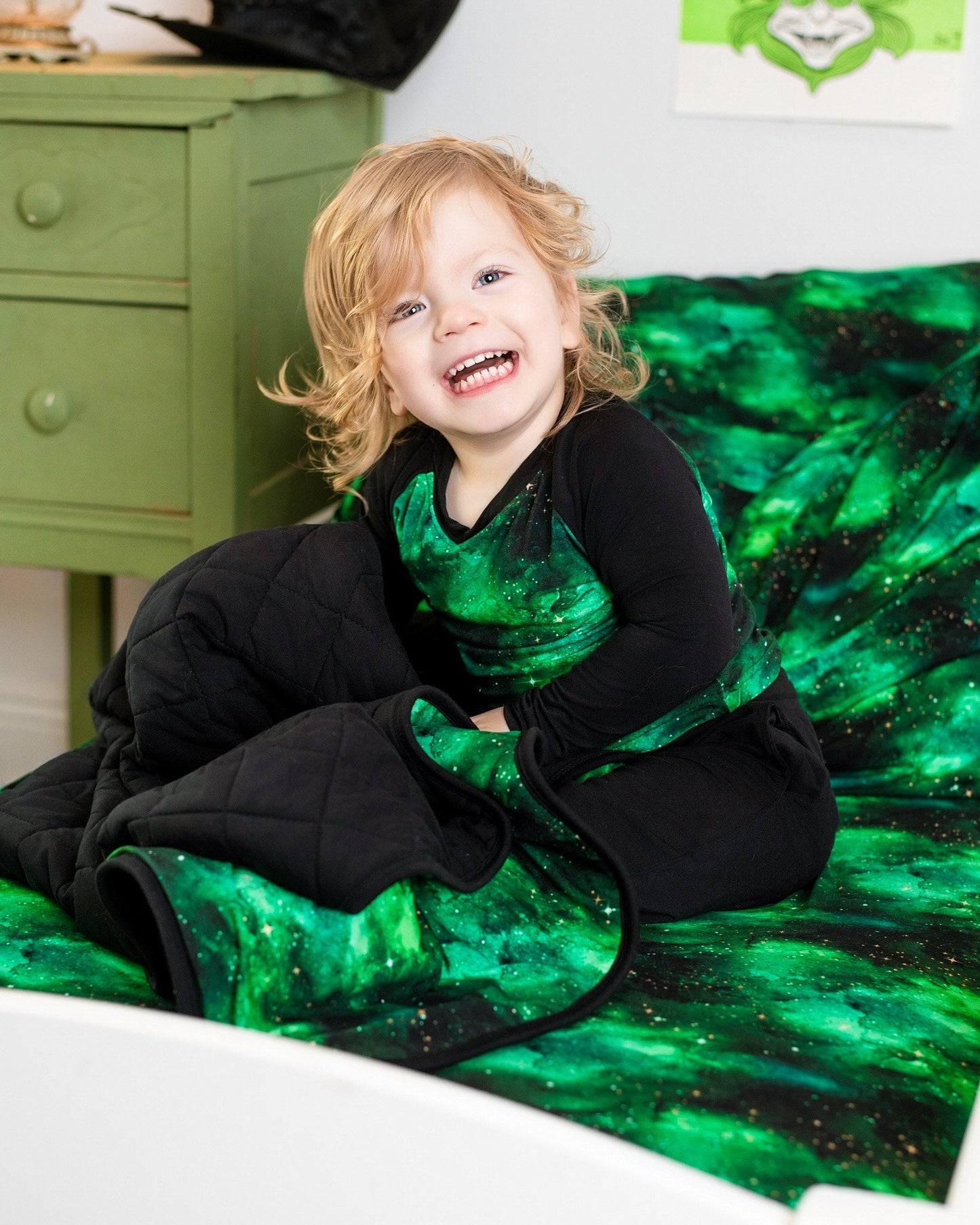 Wicked Cute | Green Galaxy Elixir | Bamboo Quilted Mini Baby Blanket