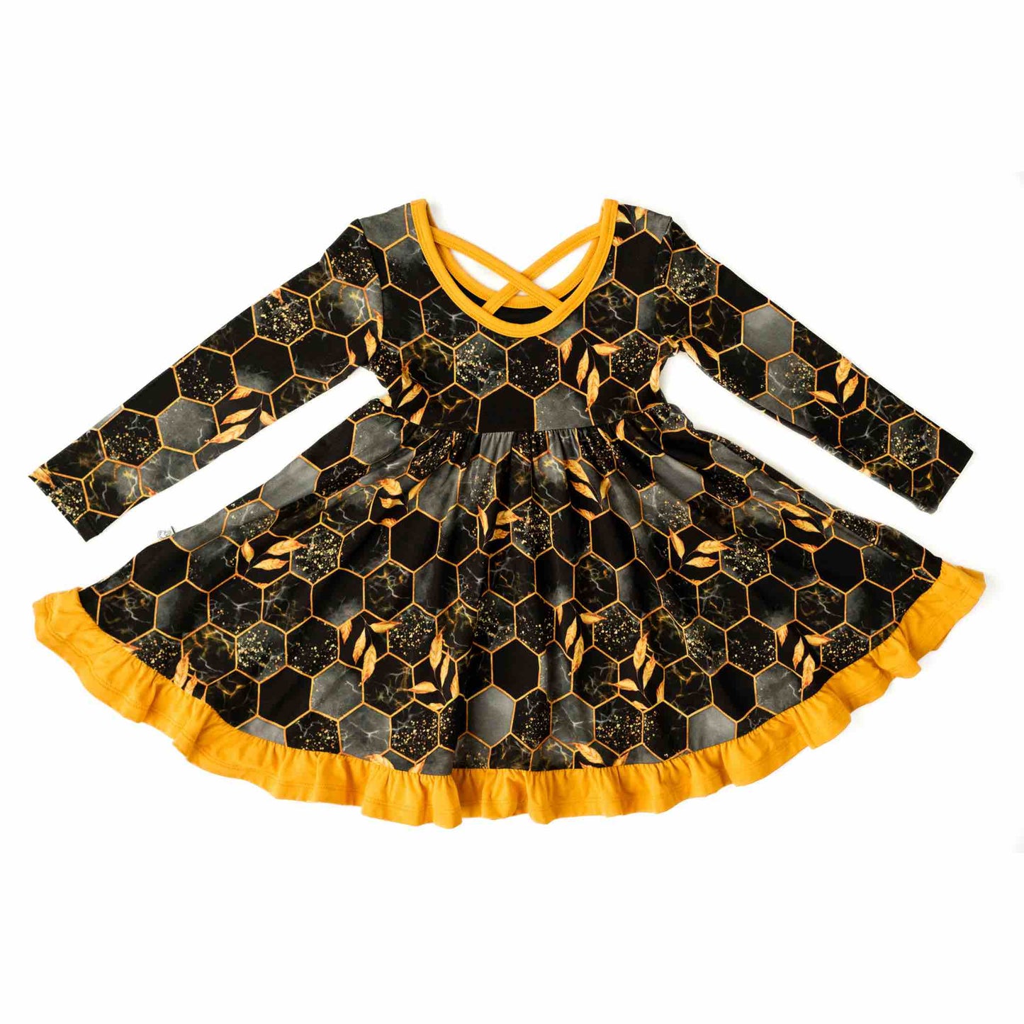 Midnight Honey | Toddler & Girls Bamboo Ruffle Twirl Dress