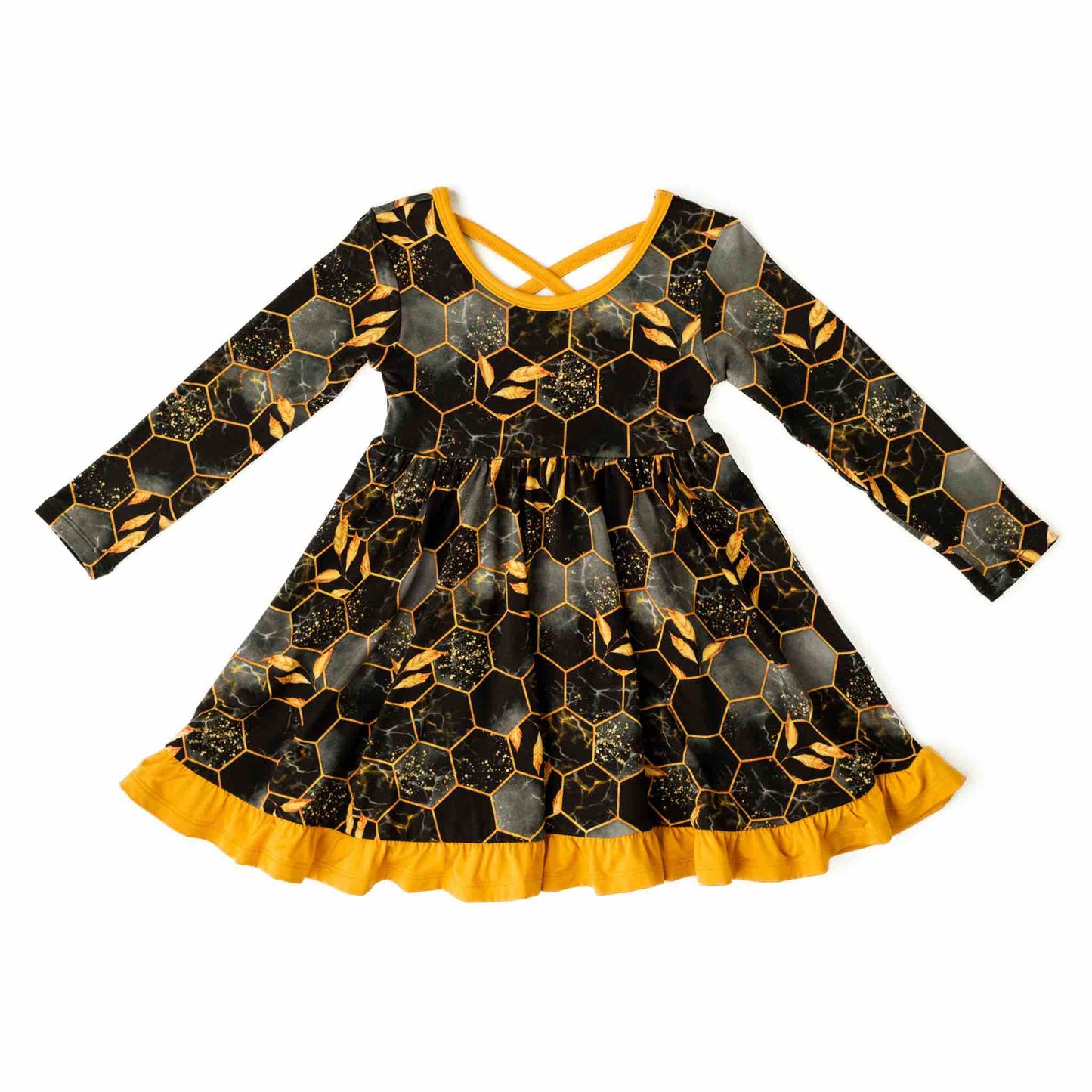 Midnight Honey | Toddler & Girls Bamboo Ruffle Twirl Dress