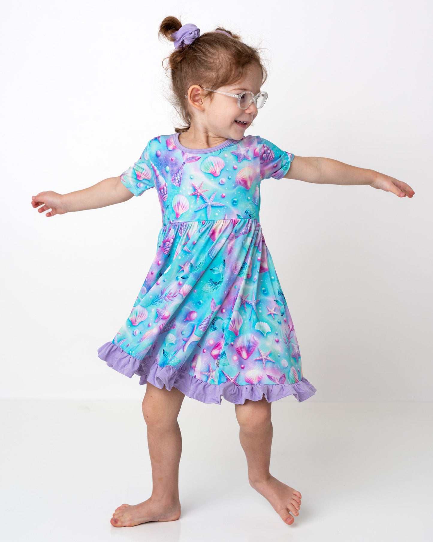 Magical Mermaid Shells | Toddler & Girls Bamboo Ruffle Twirl Dress & Shorts