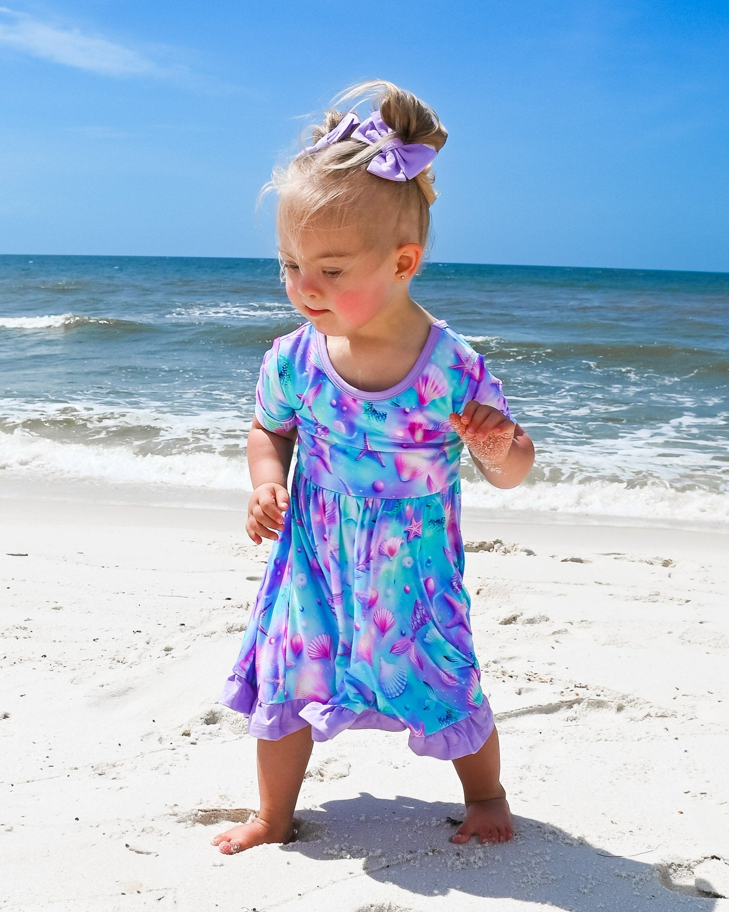 Magical Mermaid Shells | Toddler & Girls Bamboo Ruffle Twirl Dress & Shorts