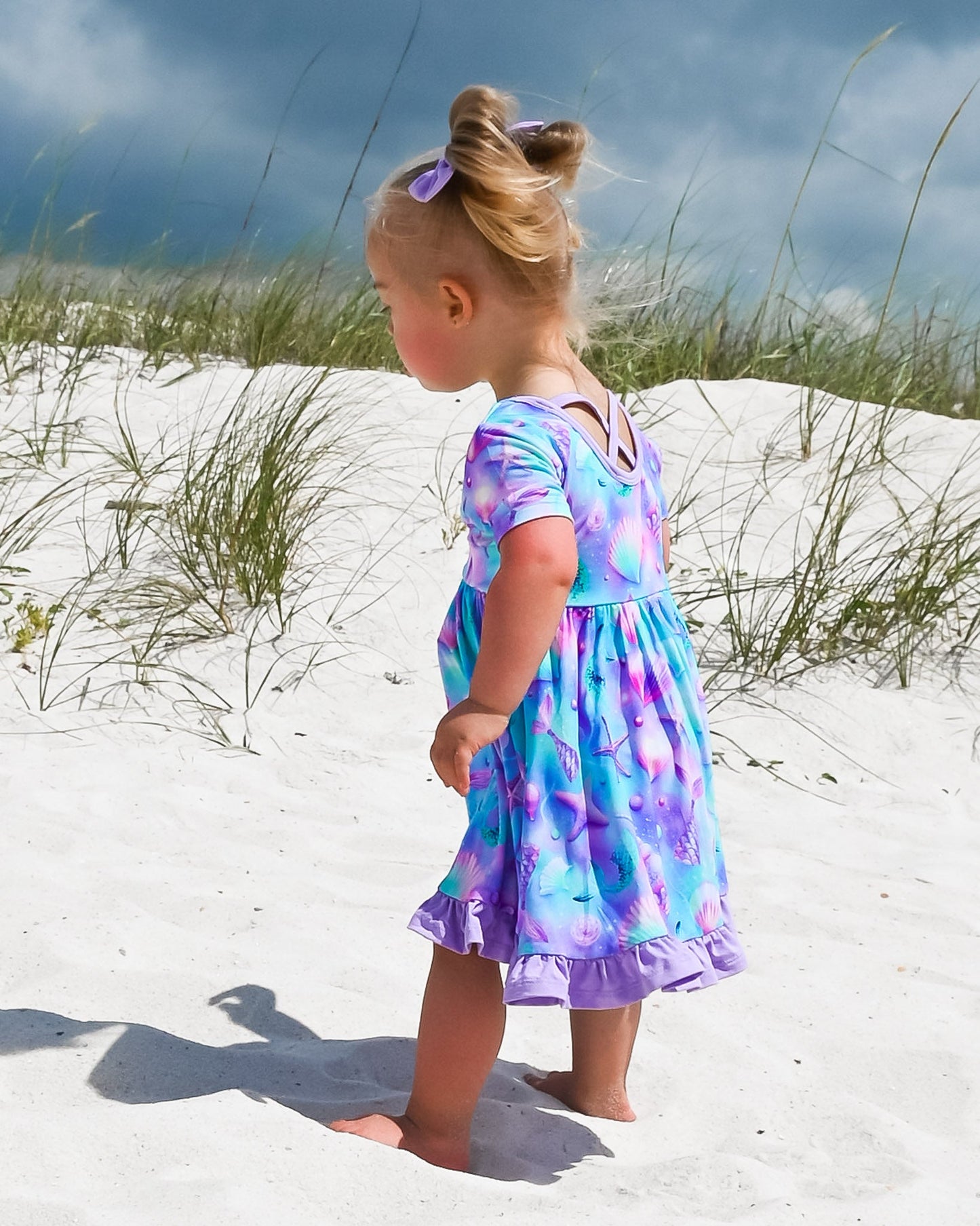 Magical Mermaid Shells | Toddler & Girls Bamboo Ruffle Twirl Dress & Shorts