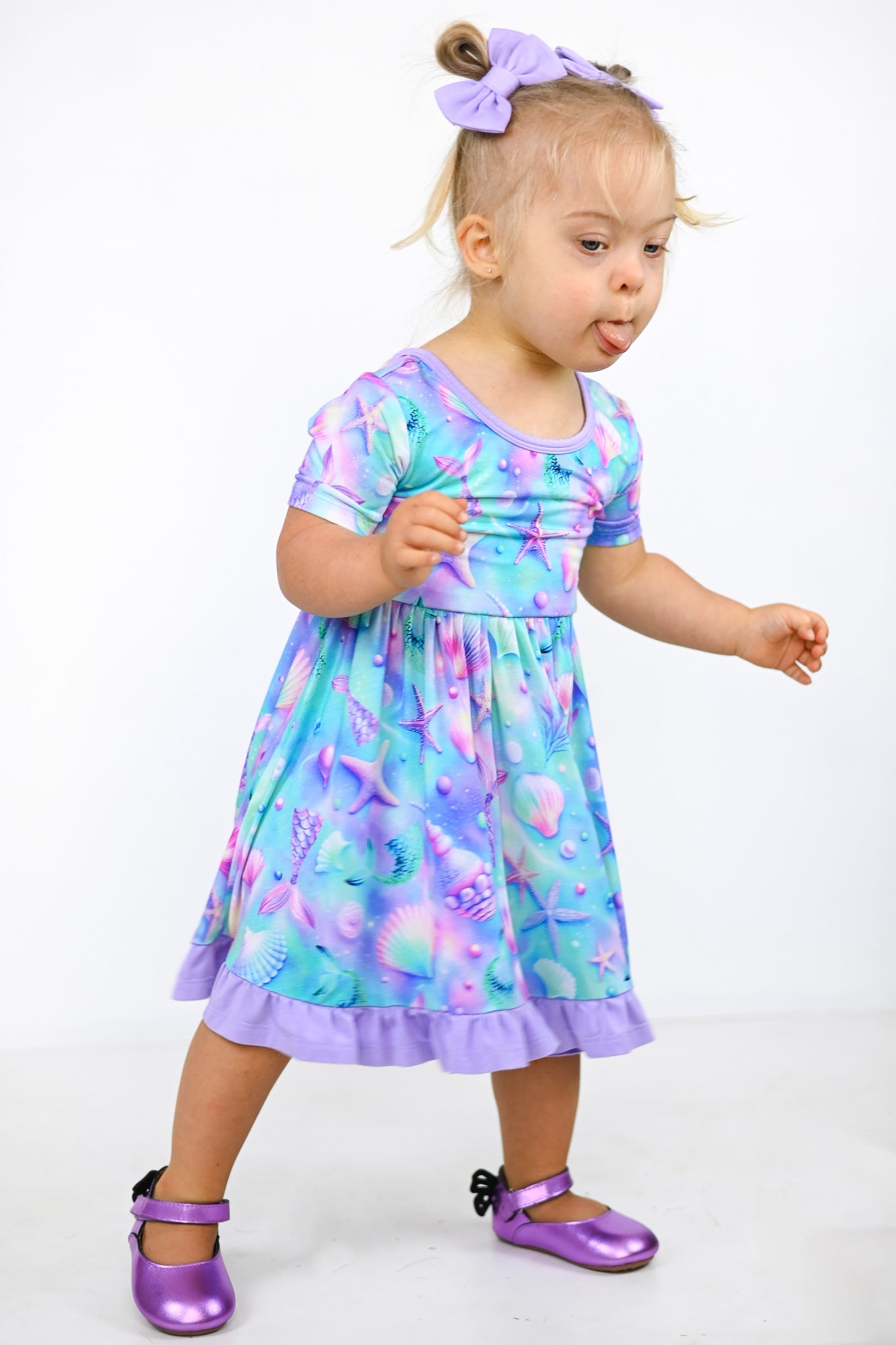 Magical Mermaid Shells | Toddler & Girls Bamboo Ruffle Twirl Dress & Shorts