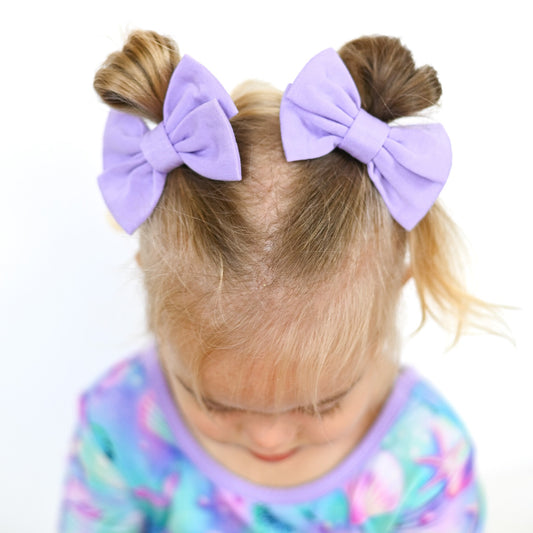 Pale Lavender | Bamboo Small Clip on Bow