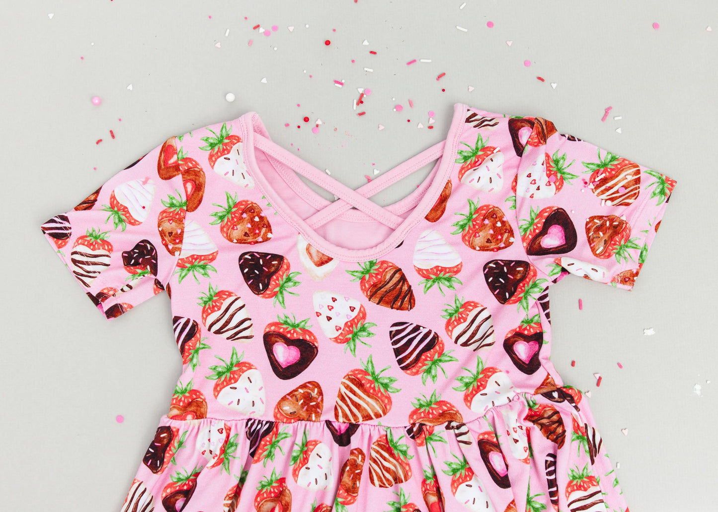 Sweet Strawberries | Bamboo Ruffle Twirl Dress