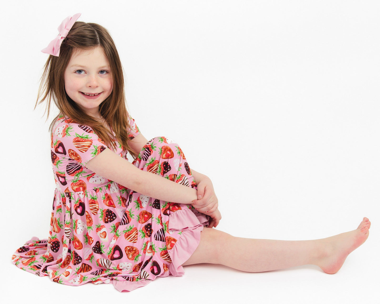 Sweet Strawberries | Bamboo Ruffle Twirl Dress