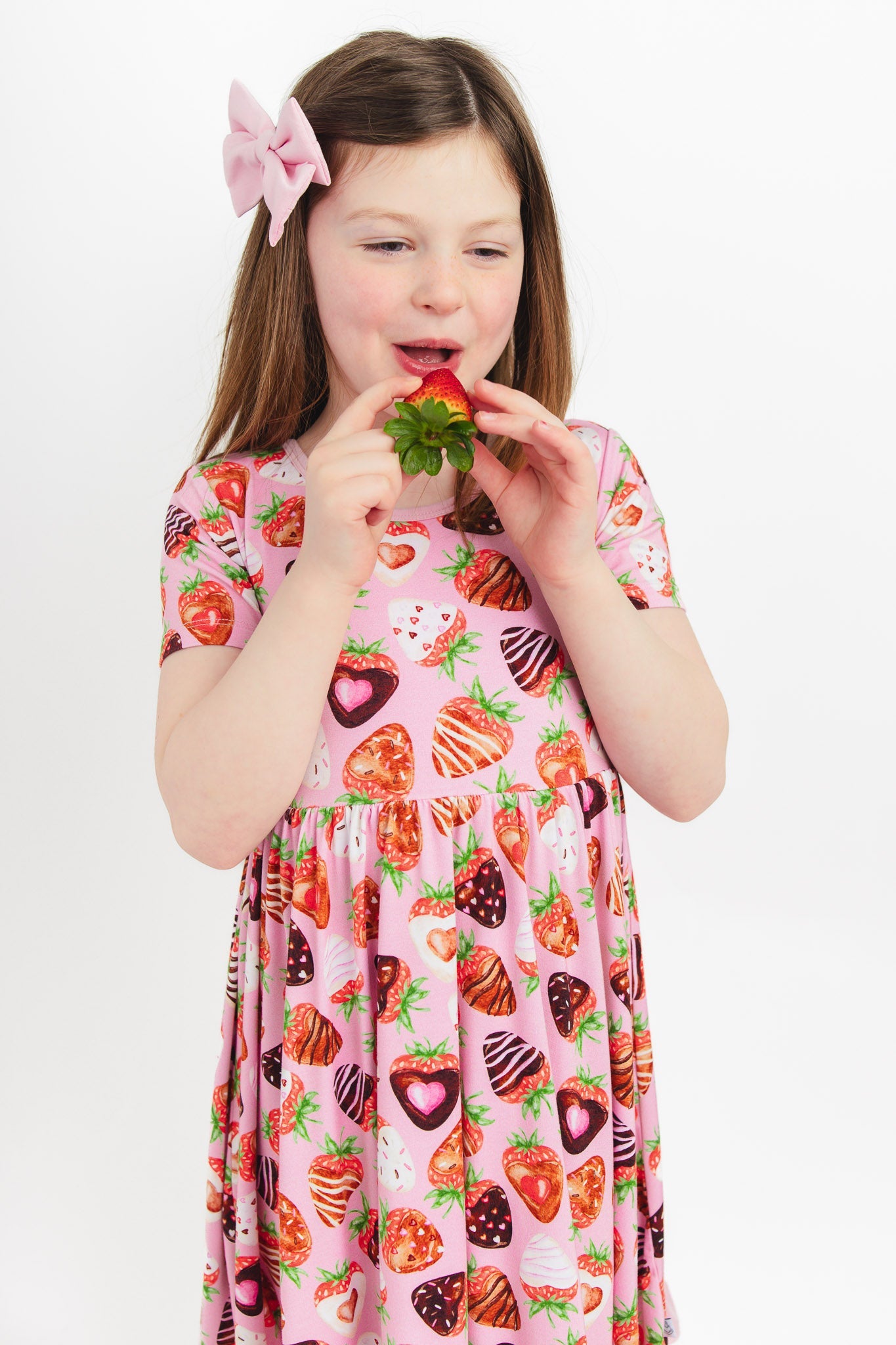 Sweet Strawberries | Bamboo Ruffle Twirl Dress