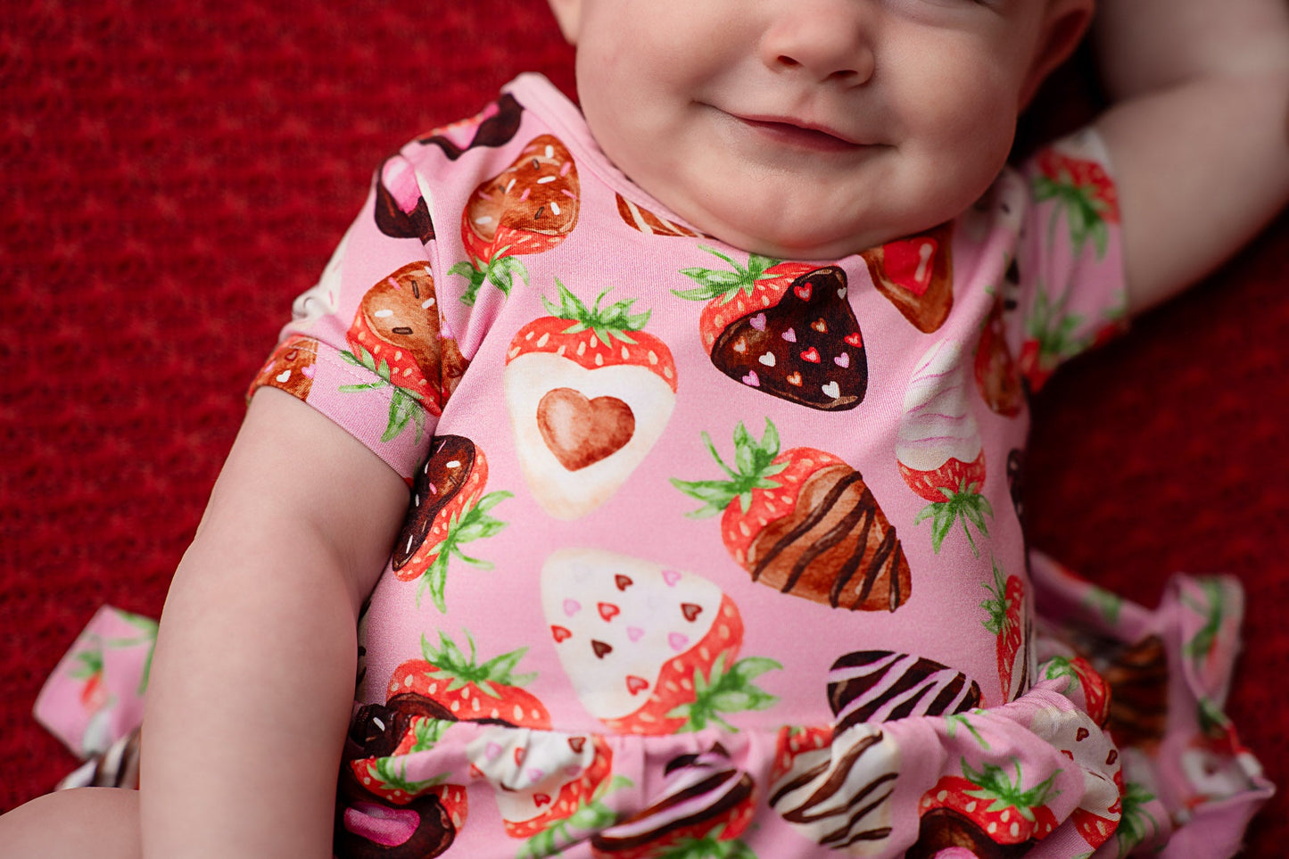 Sweet Strawberries | Bamboo Baby Bodysuit Dress