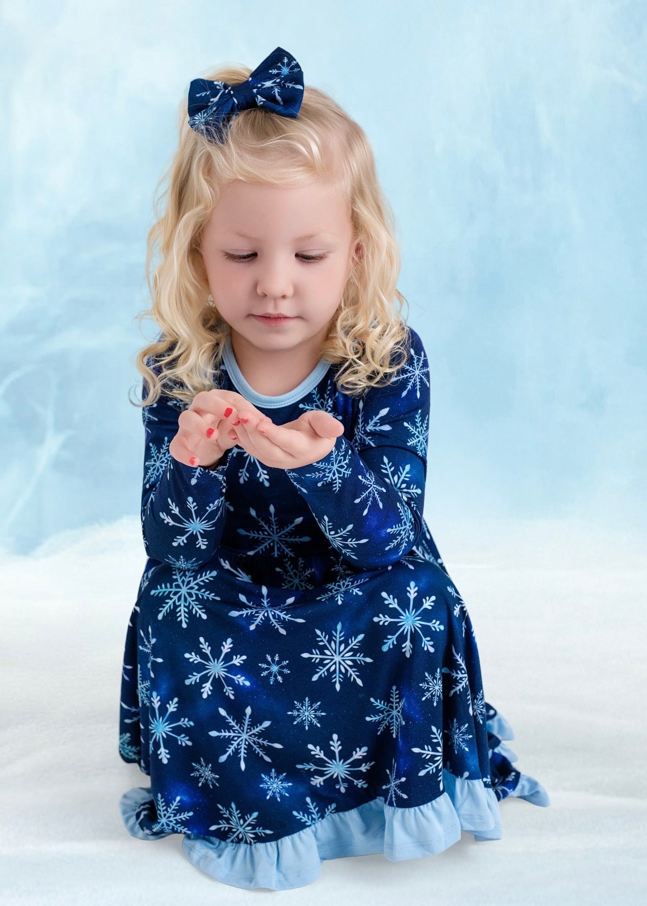 Icy Snowflakes | Small Clip Bow
