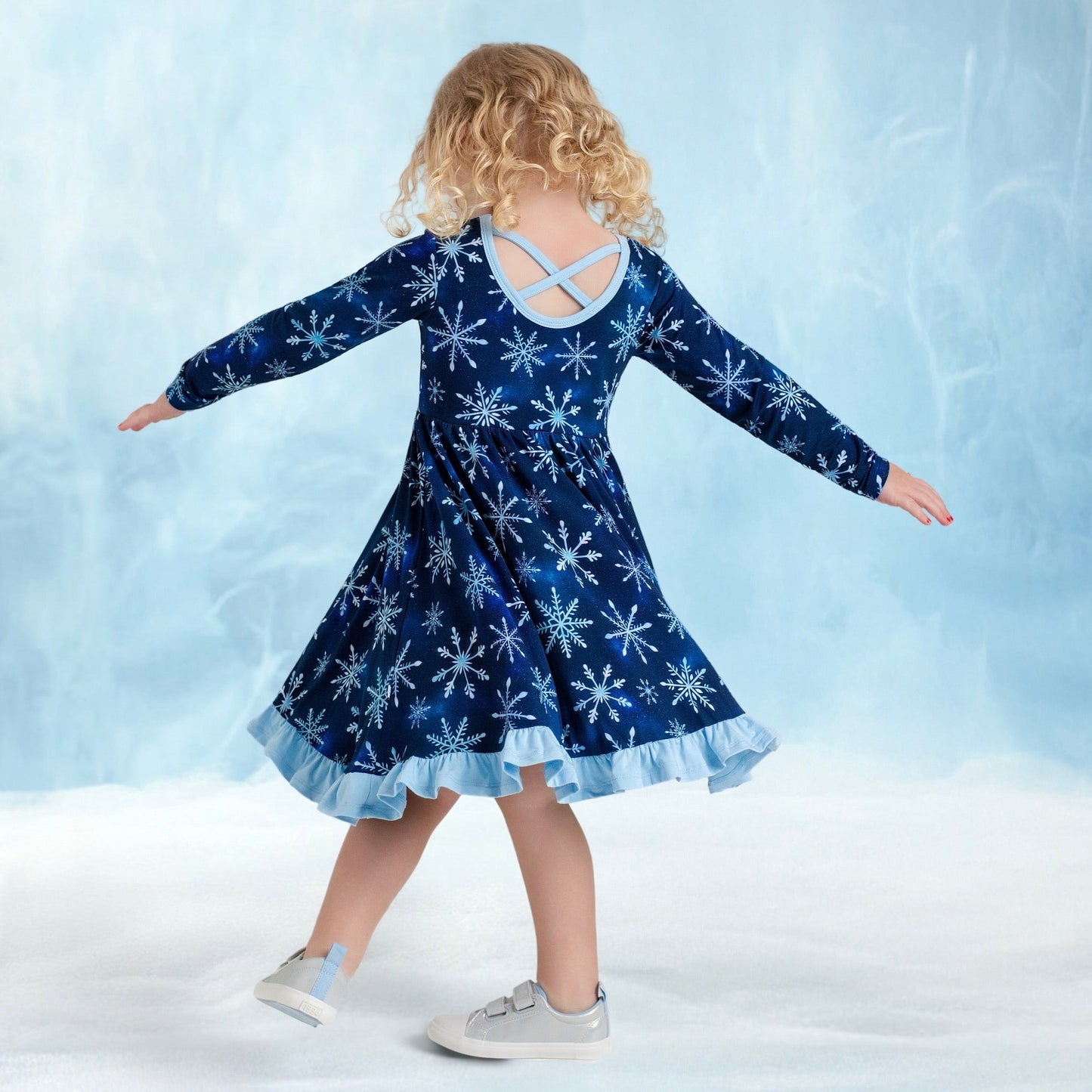 Icy Snowflakes | Bamboo Ruffle Twirl Dress