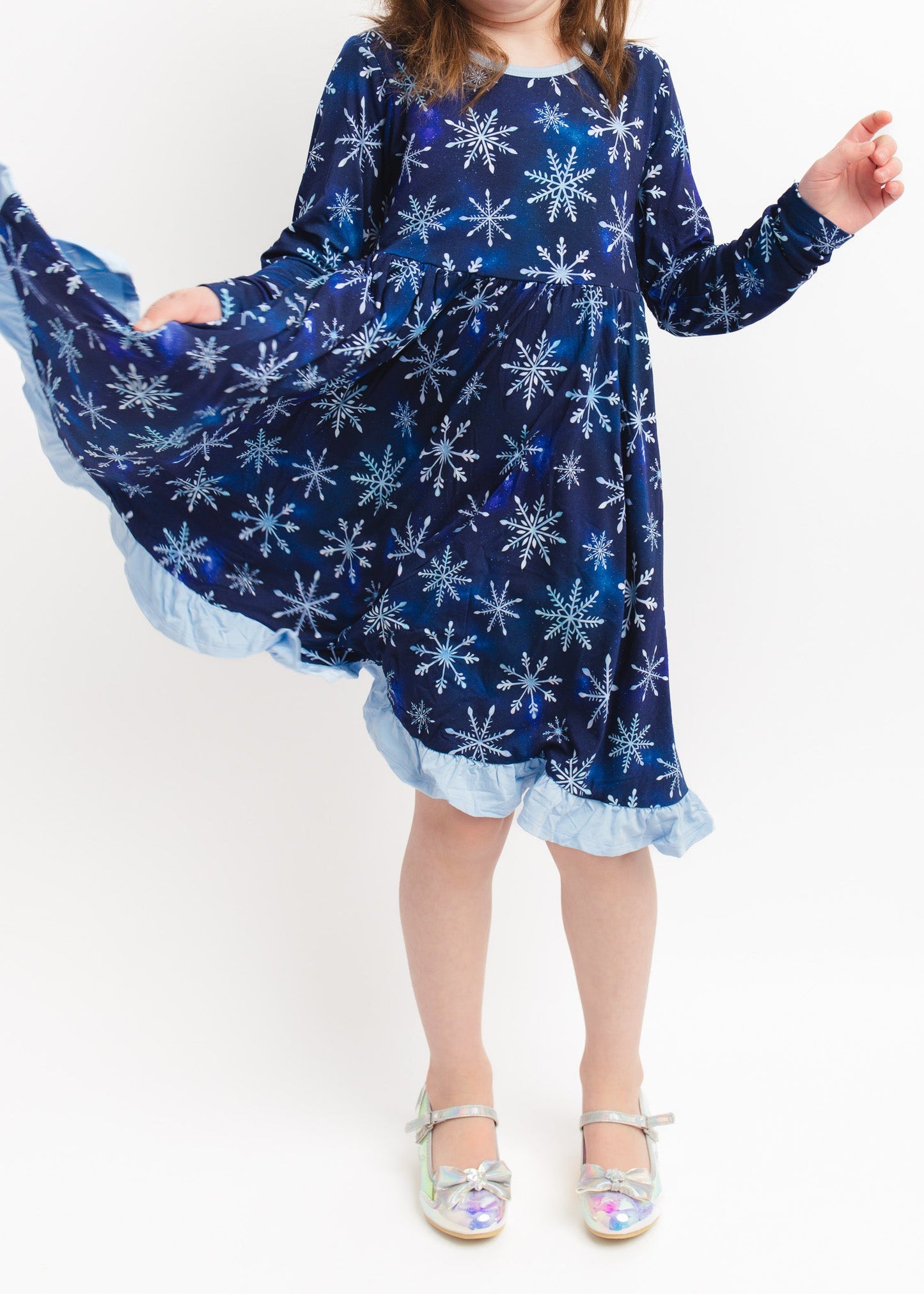 Icy Snowflakes | Bamboo Ruffle Twirl Dress