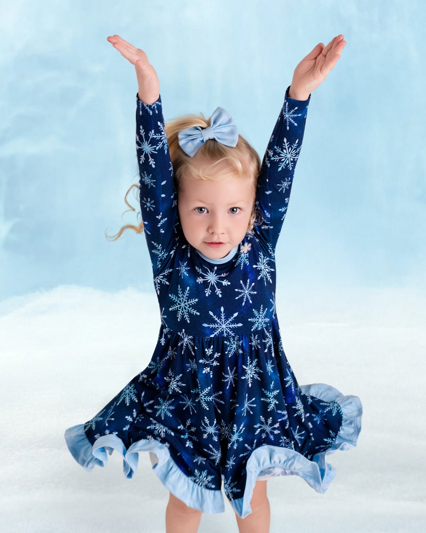 Icy Snowflakes | Bamboo Ruffle Twirl Dress