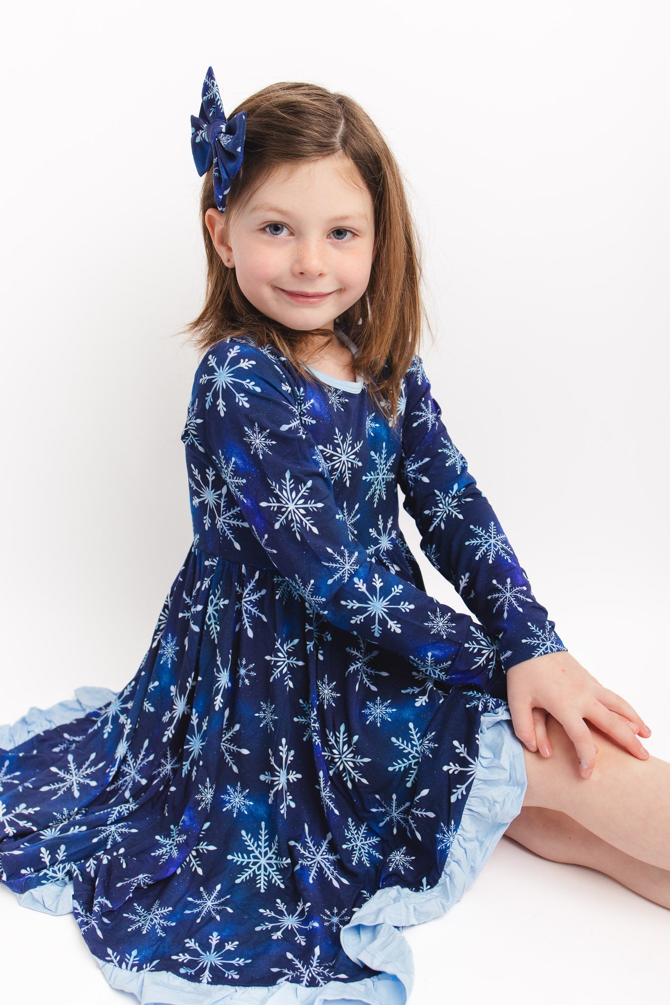 Icy Snowflakes | Bamboo Ruffle Twirl Dress
