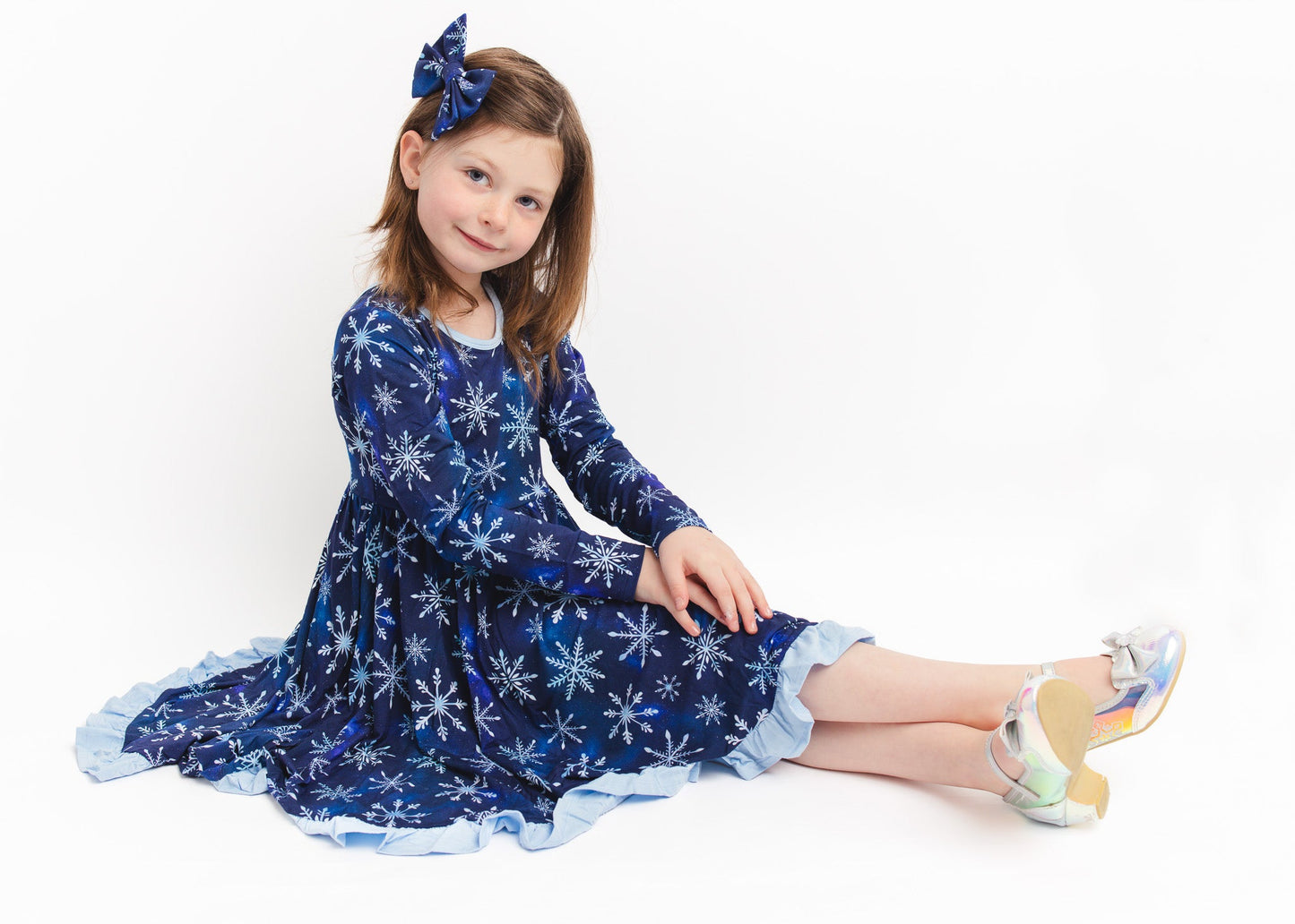 Icy Snowflakes | Bamboo Ruffle Twirl Dress
