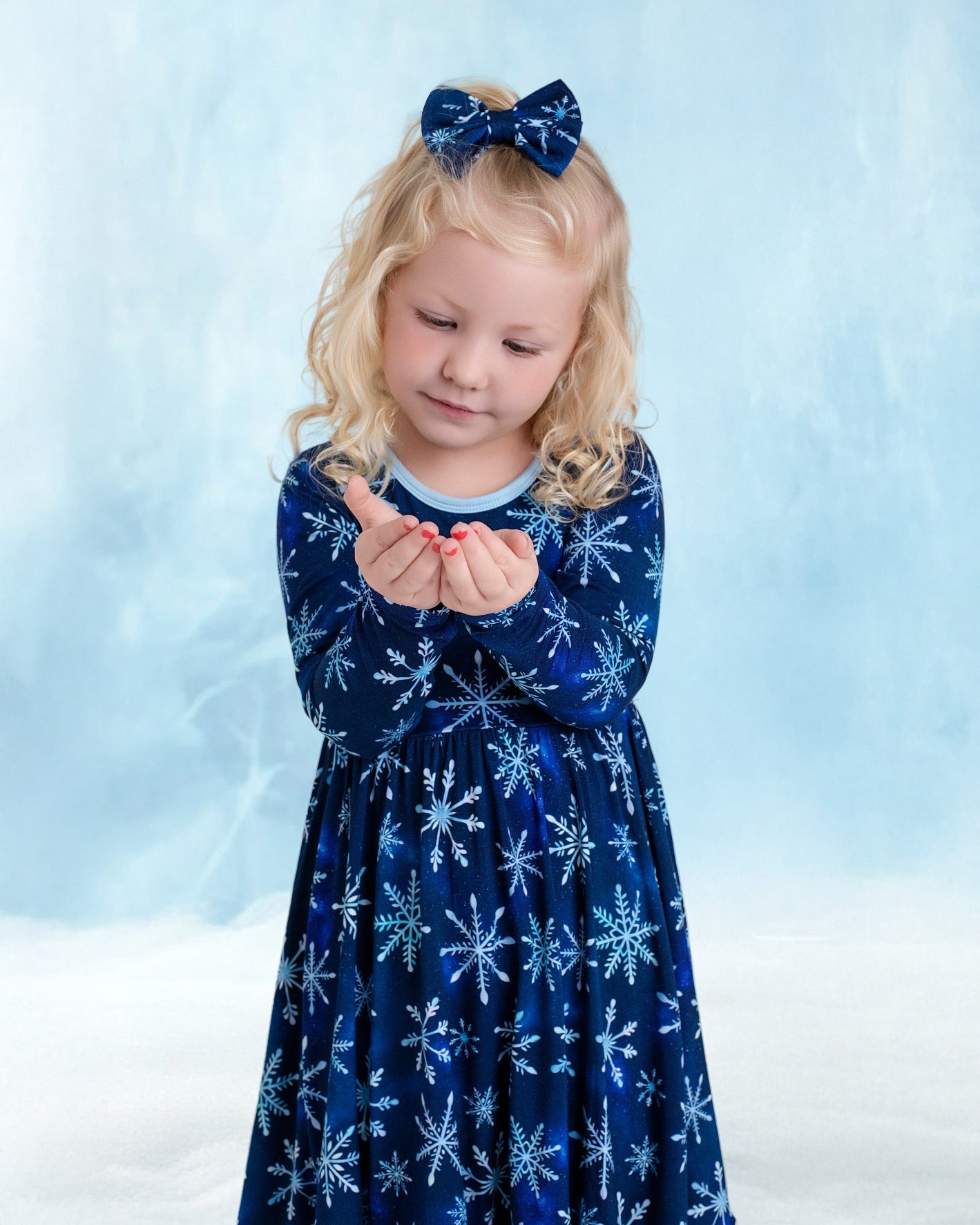 Icy Snowflakes | Small Clip Bow