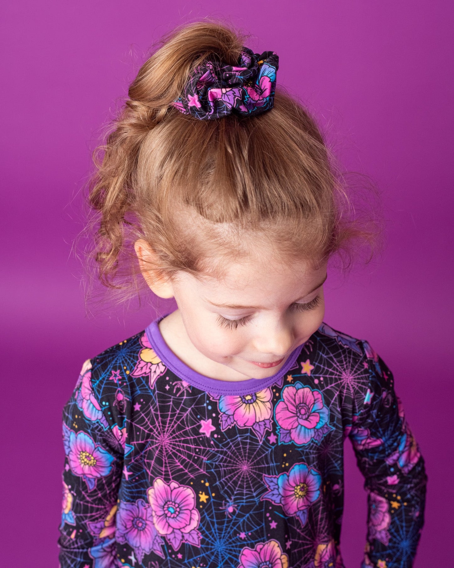 Halloween | Violet Webs | Bamboo Scrunchie