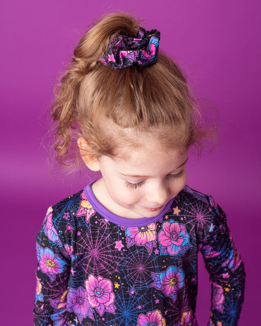 Halloween | Violet Webs | Bamboo Scrunchie