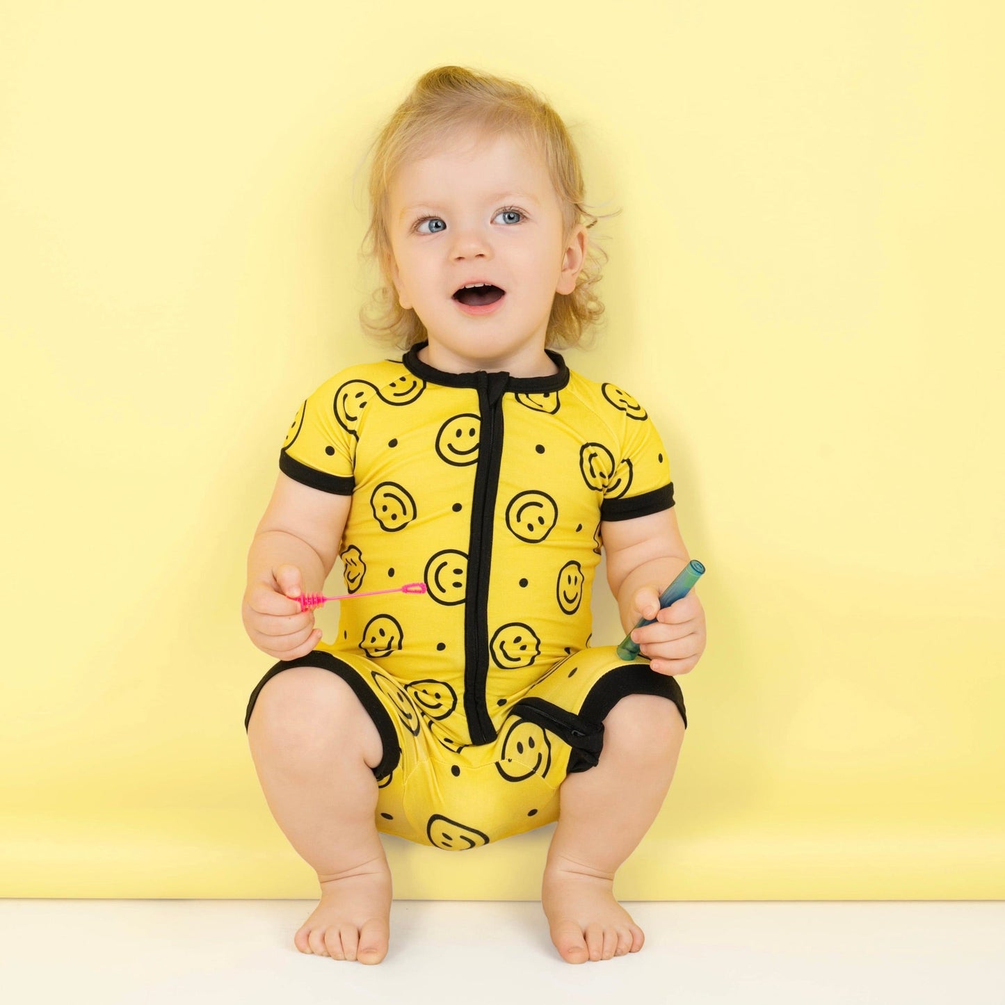 Happy Smiles | Bamboo Shorty Zipper Romper - Baby, Infant & Toddler