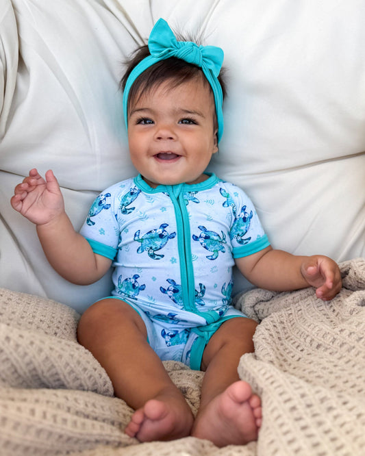 Sea Turtles | Bamboo Shorty Zipper Romper - Baby, Infant & Toddler