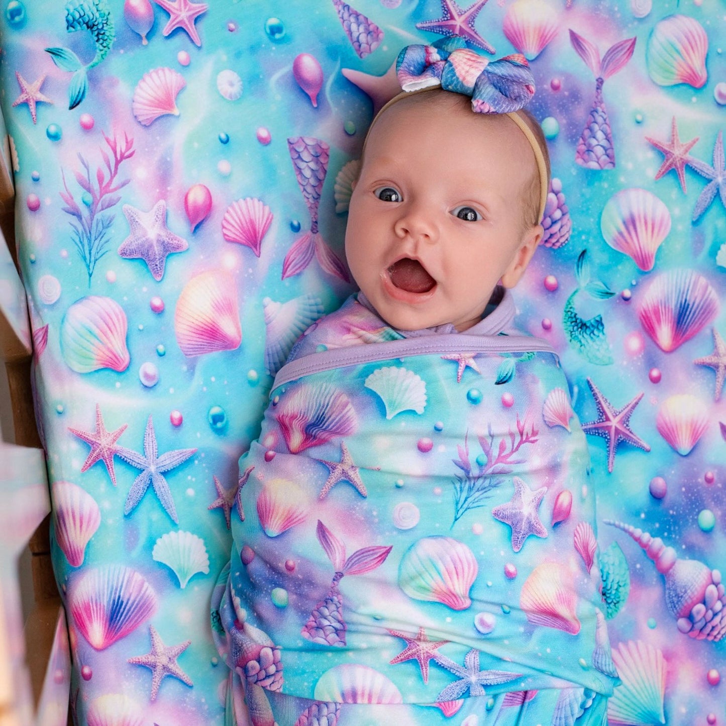 Magical Mermaid Shells | Baby Girl Nylon Bow