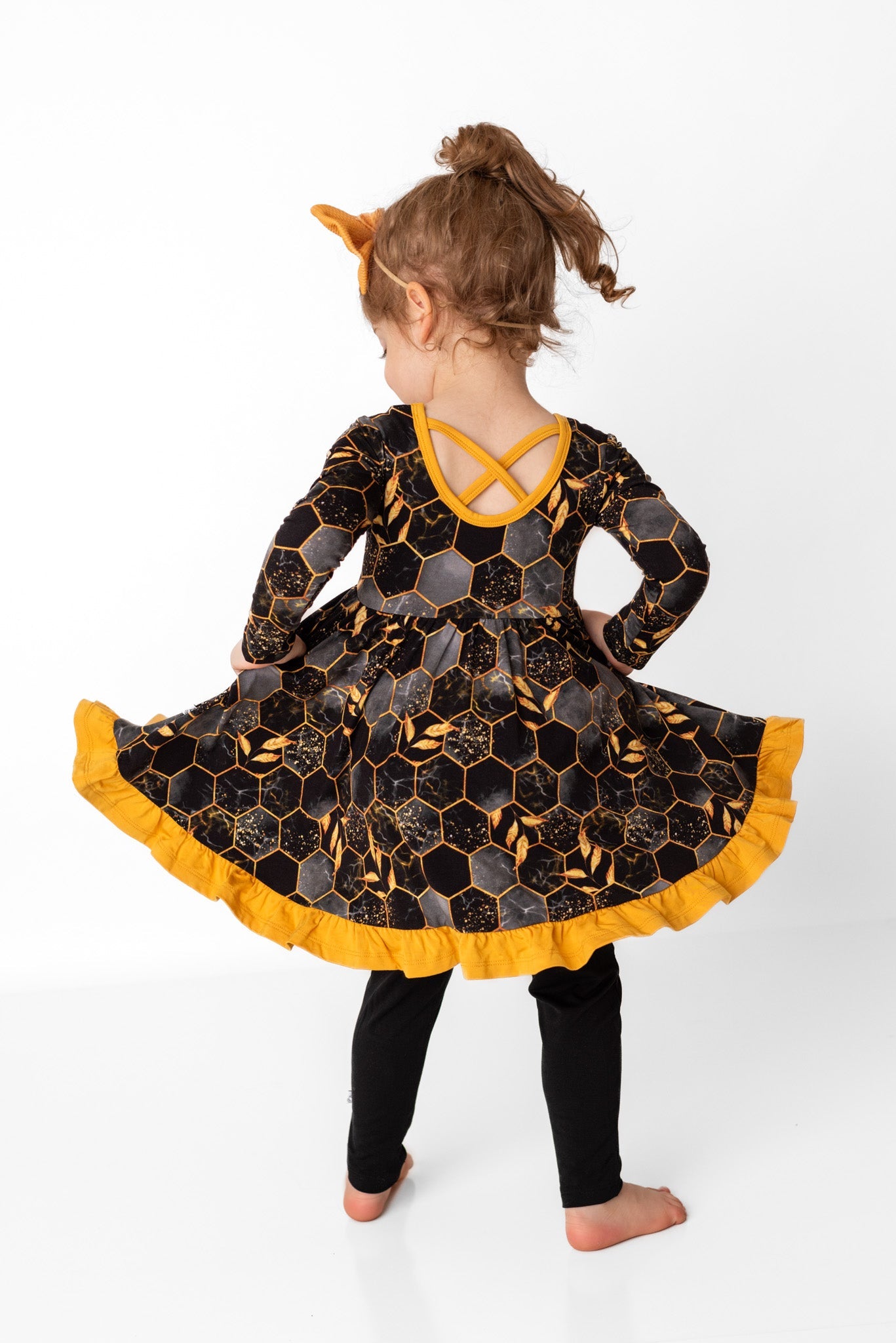 Midnight Honey | Toddler & Girls Bamboo Ruffle Twirl Dress