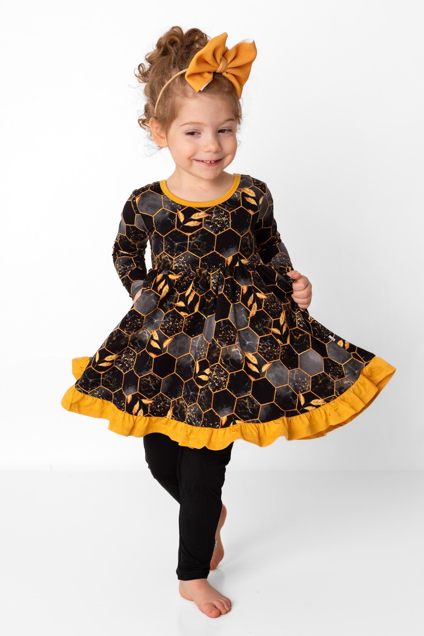 Midnight Honey | Toddler & Girls Bamboo Ruffle Twirl Dress
