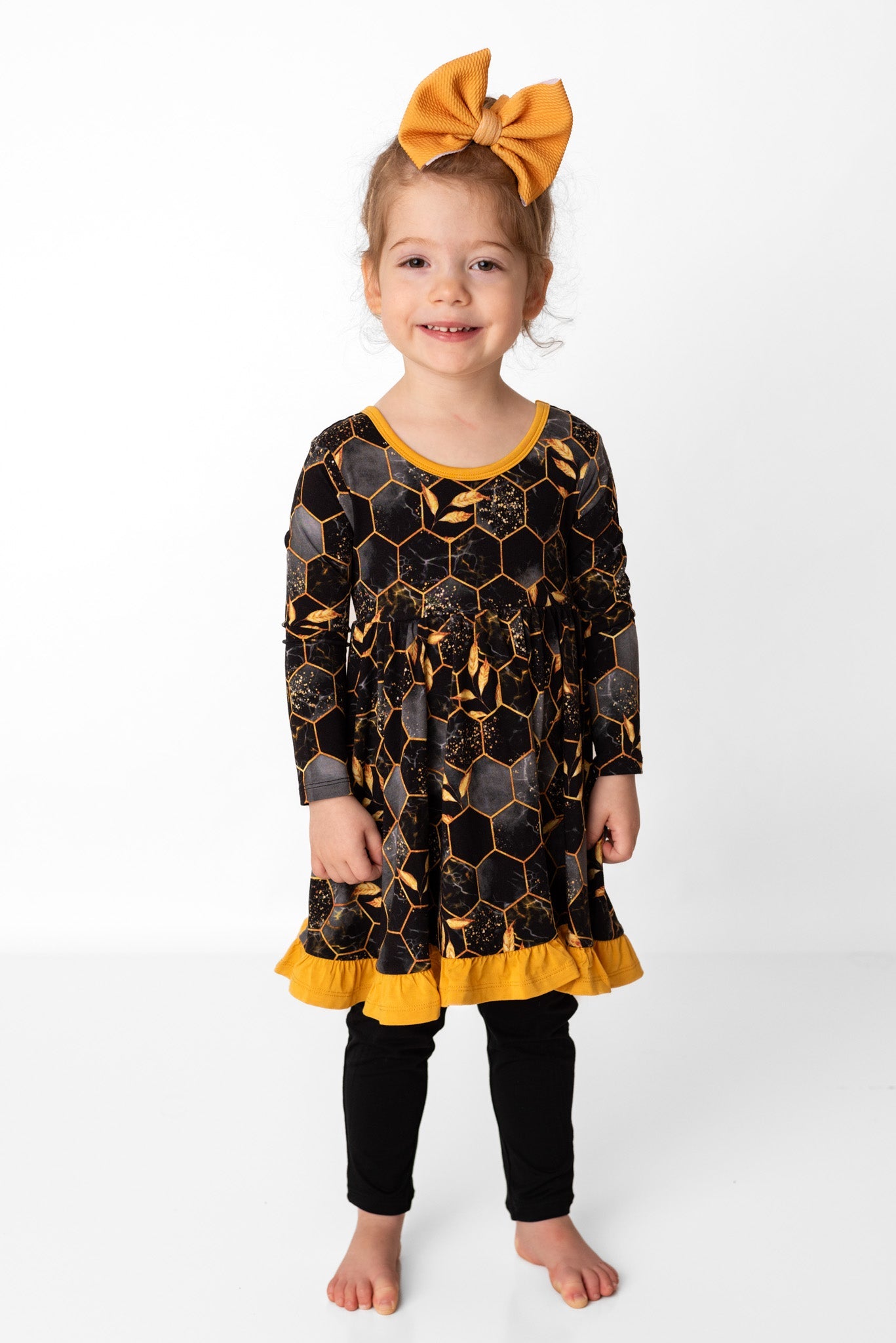 Midnight Honey | Toddler & Girls Bamboo Ruffle Twirl Dress