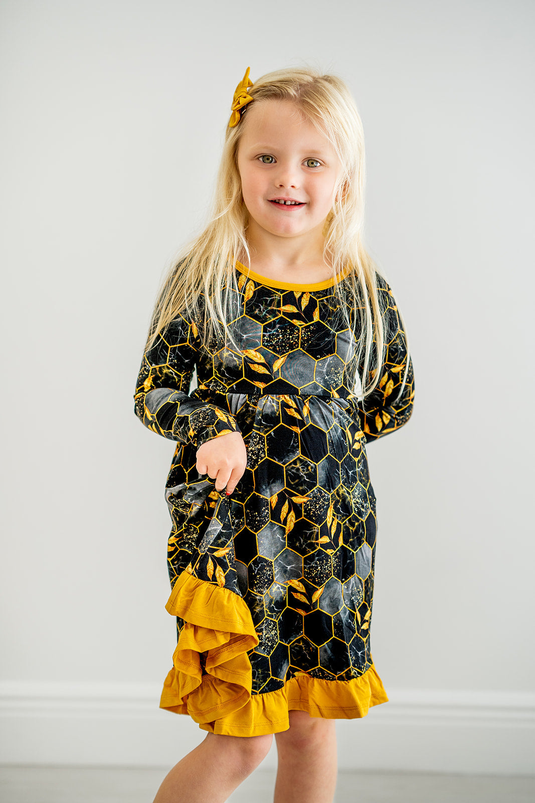 Midnight Honey | Toddler & Girls Bamboo Ruffle Twirl Dress