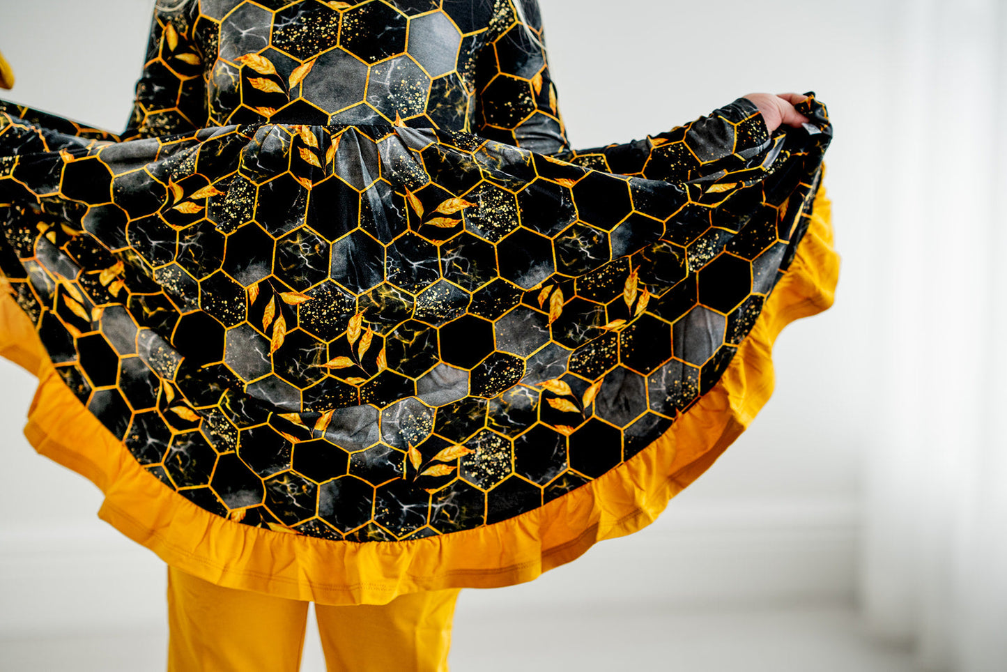 Midnight Honey | Toddler & Girls Bamboo Ruffle Twirl Dress