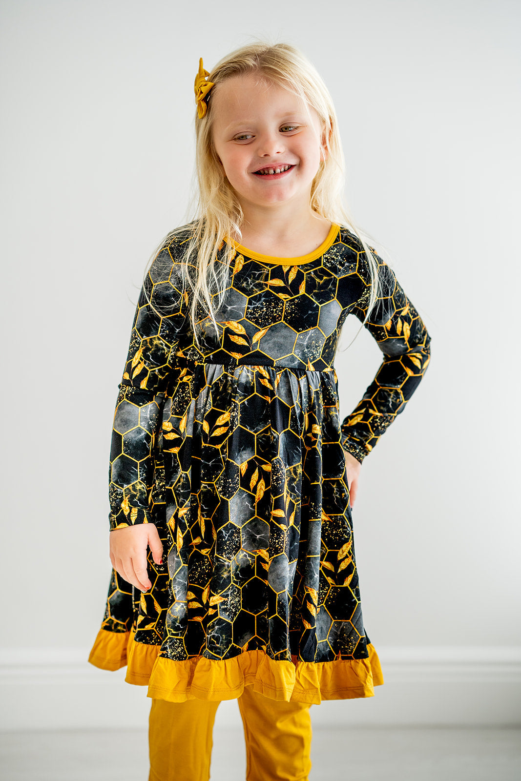 Midnight Honey | Toddler & Girls Bamboo Ruffle Twirl Dress