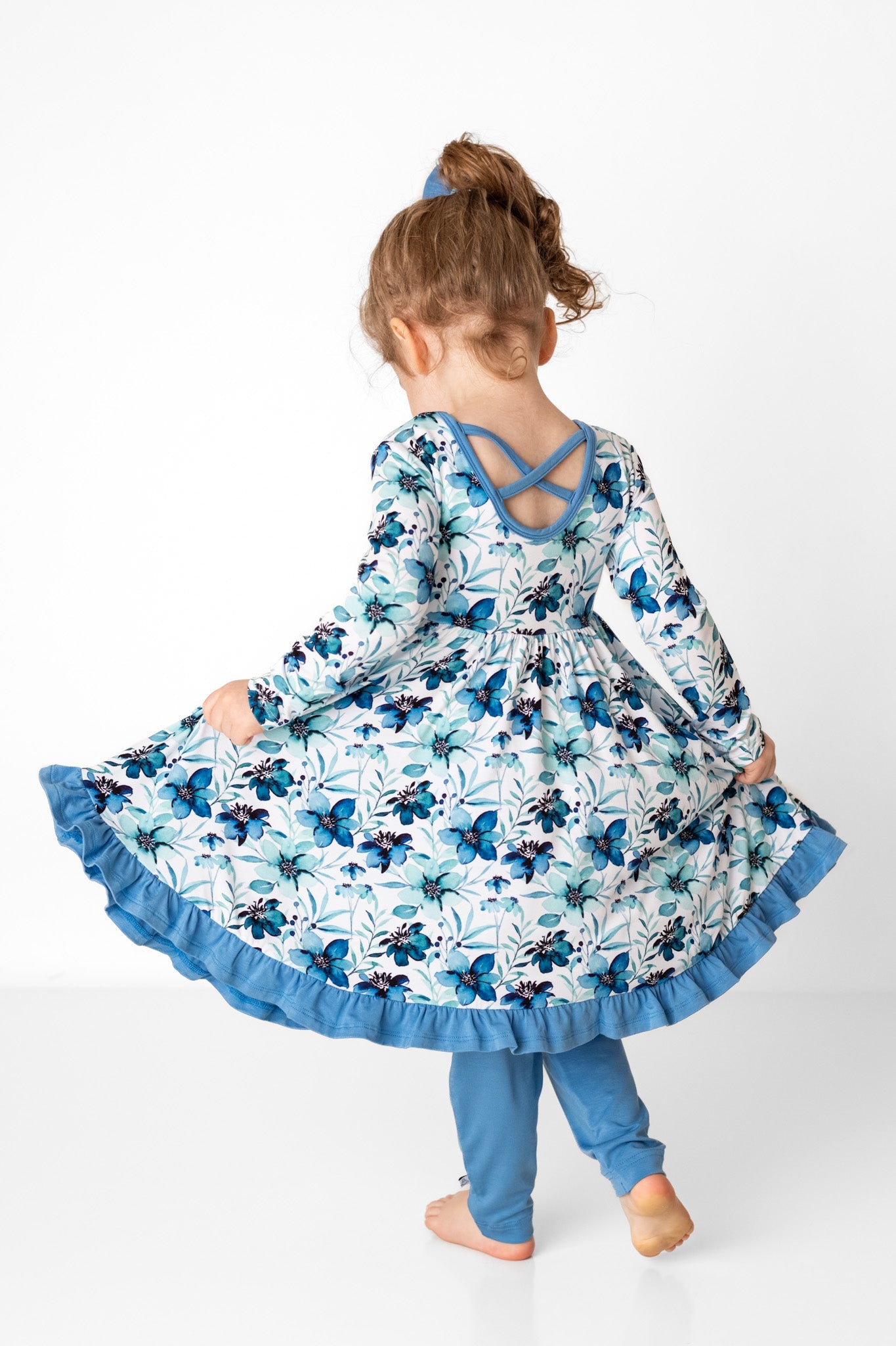 Azure Petals | Bamboo Ruffle Twirl Dress