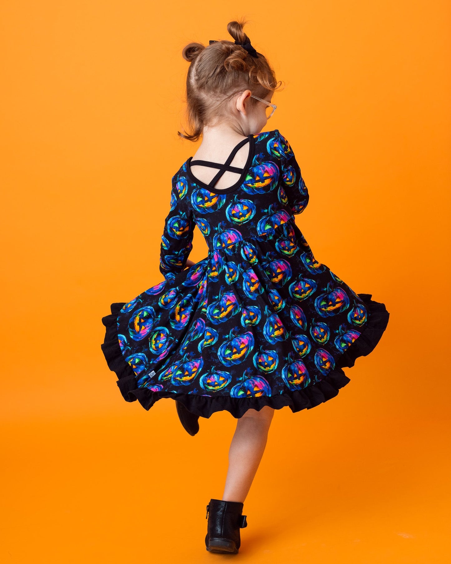 Halloween | Jack-O’-Lanterns | Toddler & Girls Bamboo Ruffle Twirl Dress
