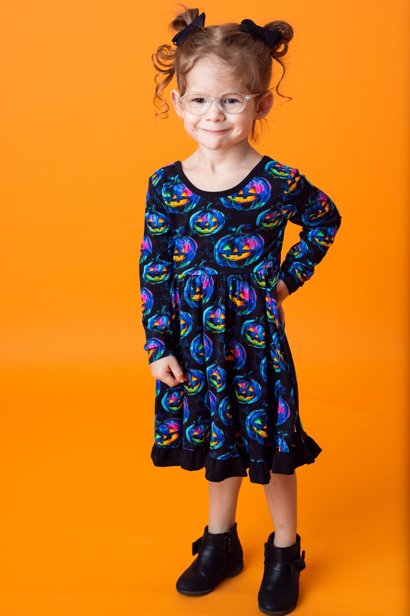 Halloween | Jack-O’-Lanterns | Toddler & Girls Bamboo Ruffle Twirl Dress
