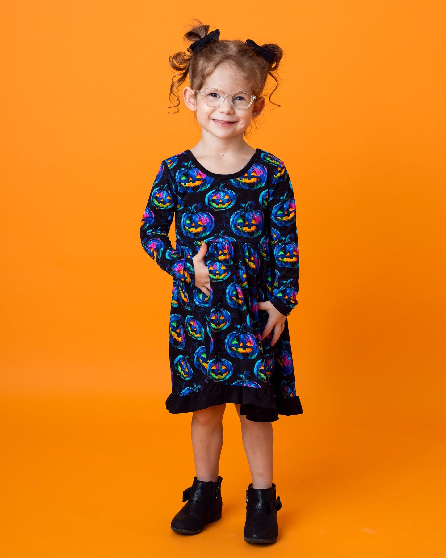 Halloween | Jack-O’-Lanterns | Toddler & Girls Bamboo Ruffle Twirl Dress