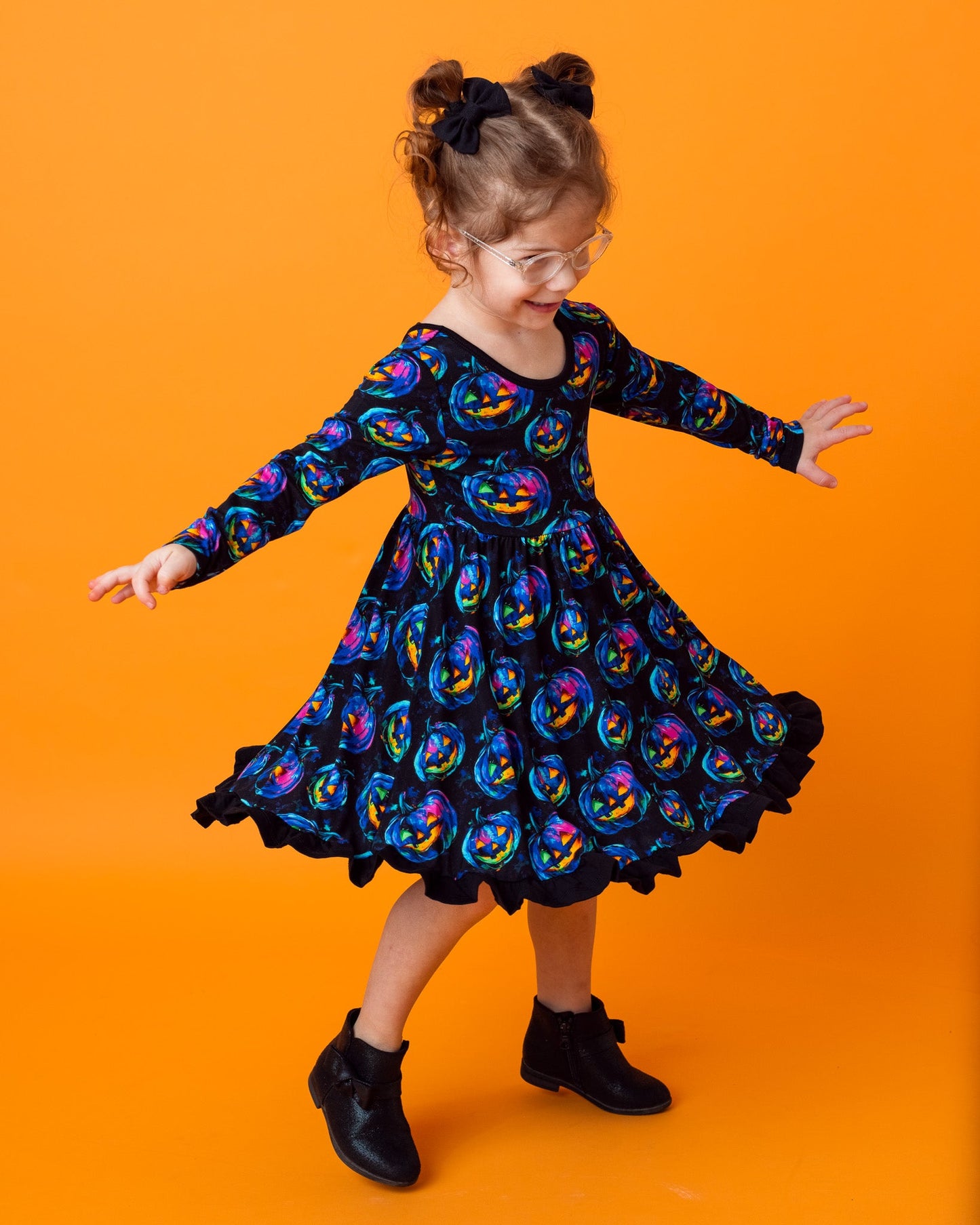 Halloween | Jack-O’-Lanterns | Toddler & Girls Bamboo Ruffle Twirl Dress