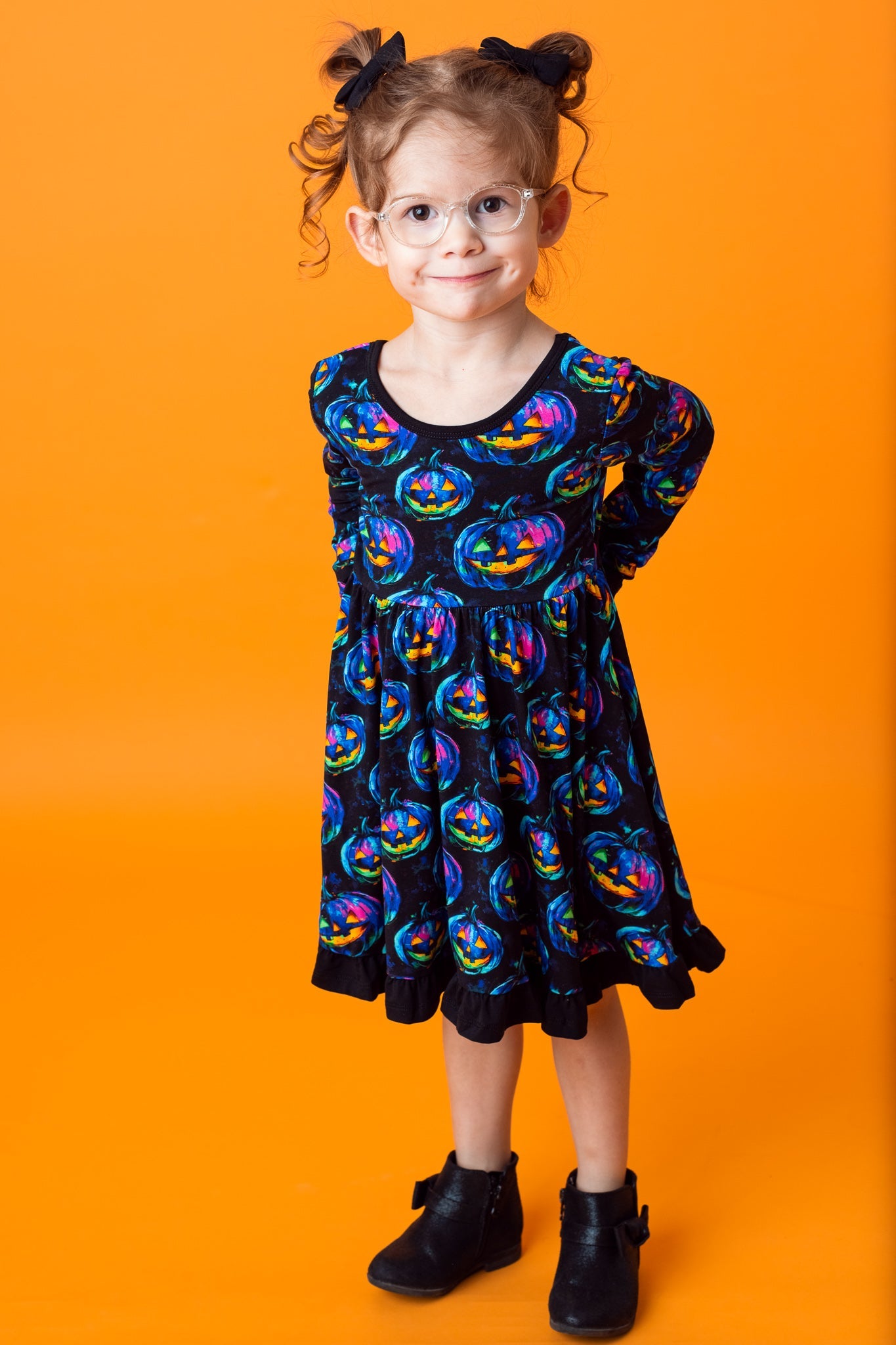 Halloween | Jack-O’-Lanterns | Toddler & Girls Bamboo Ruffle Twirl Dress