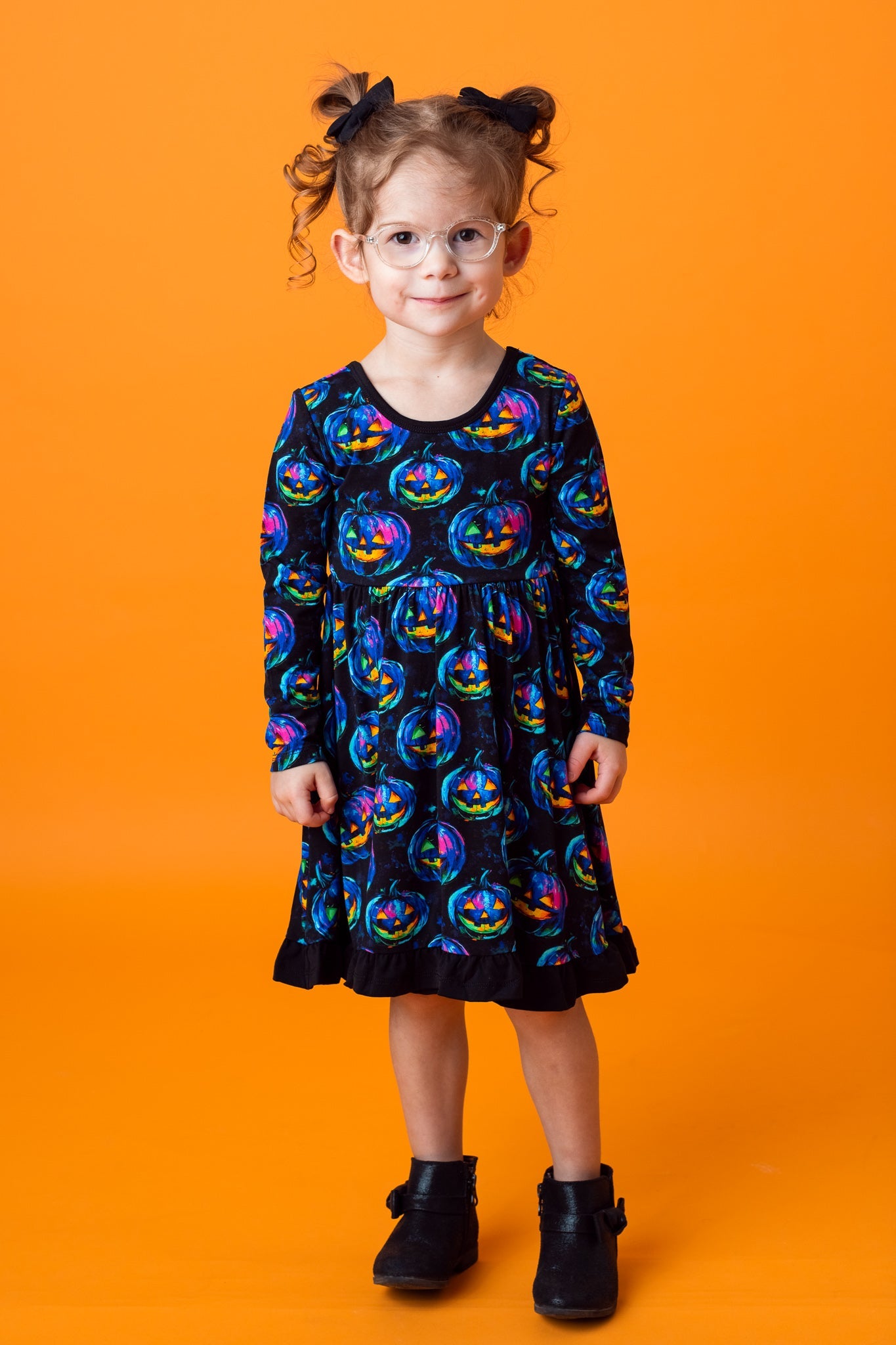 Halloween | Jack-O’-Lanterns | Toddler & Girls Bamboo Ruffle Twirl Dress