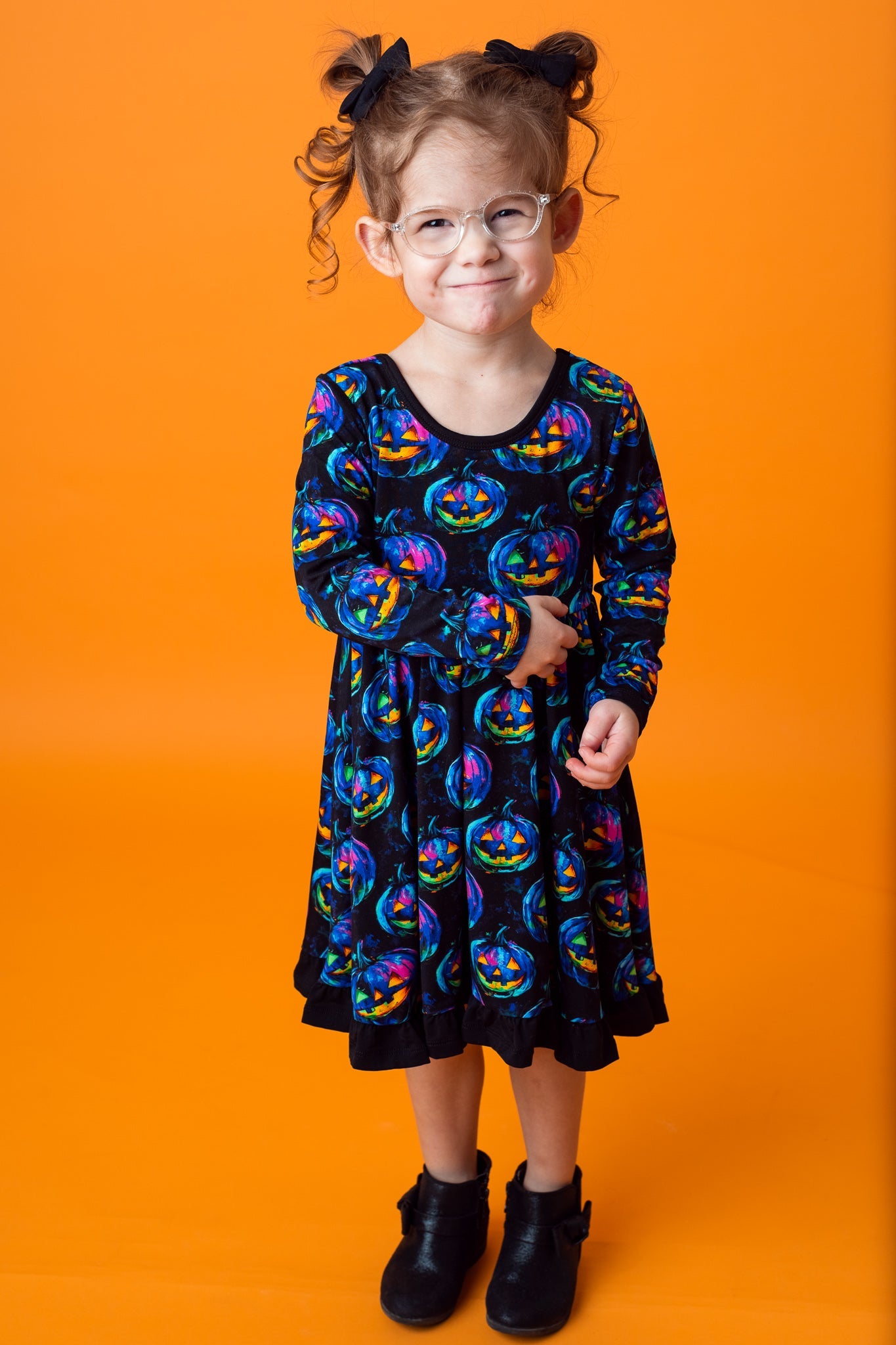 Halloween | Jack-O’-Lanterns | Toddler & Girls Bamboo Ruffle Twirl Dress