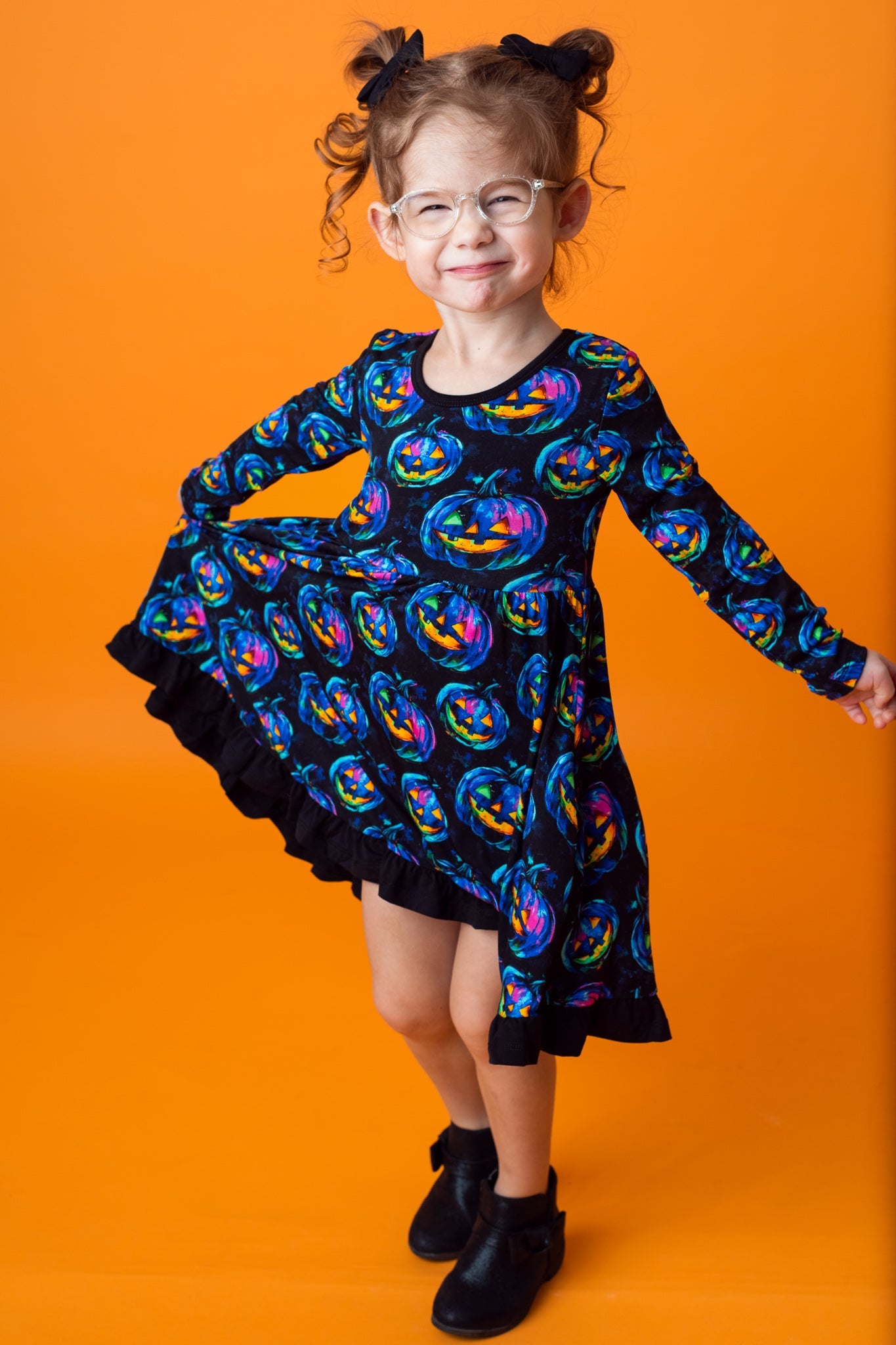 Halloween | Jack-O’-Lanterns | Toddler & Girls Bamboo Ruffle Twirl Dress