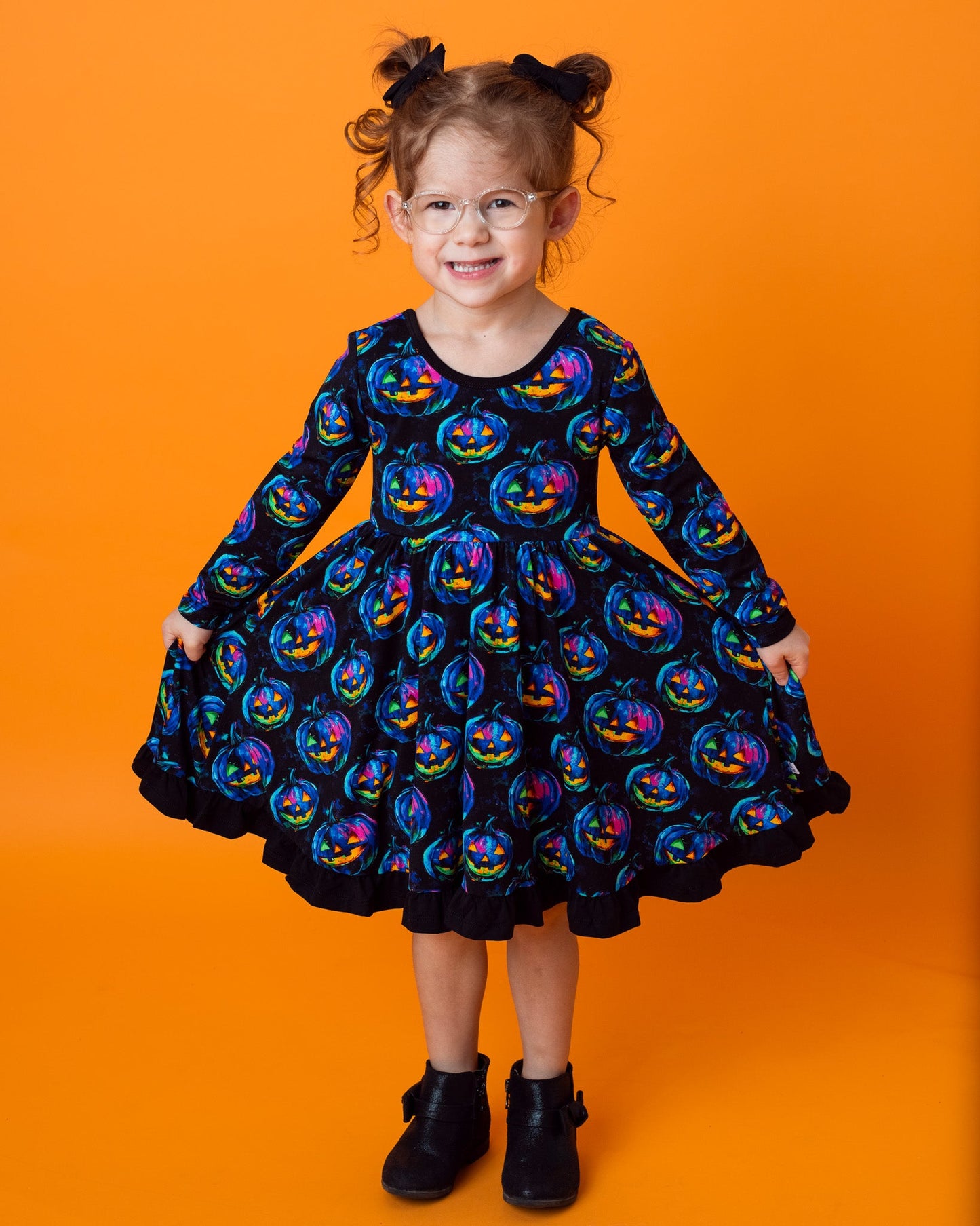 Halloween | Jack-O’-Lanterns | Toddler & Girls Bamboo Ruffle Twirl Dress