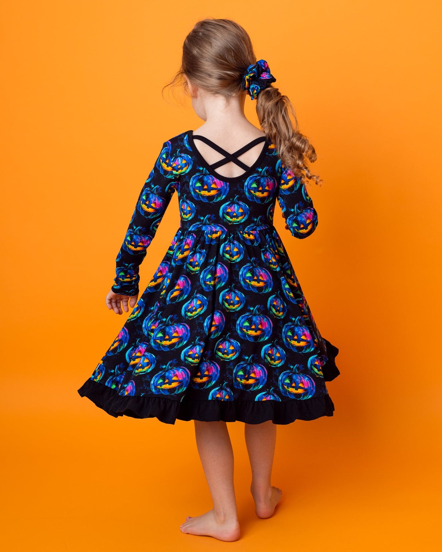 Halloween | Jack-O’-Lanterns | Toddler & Girls Bamboo Ruffle Twirl Dress