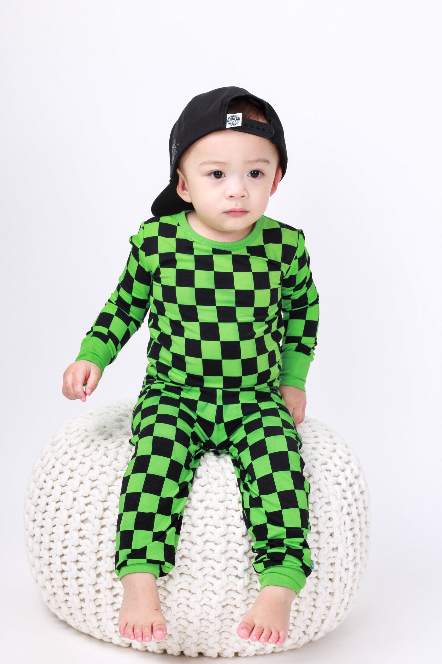 Green Checkers | Two-Piece Bamboo Long Sleeve Toddler & Kids Pajamas
