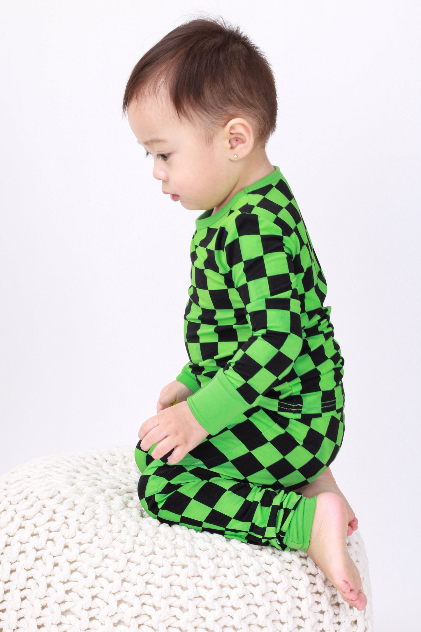 Green Checkers | Two-Piece Bamboo Long Sleeve Toddler & Kids Pajamas