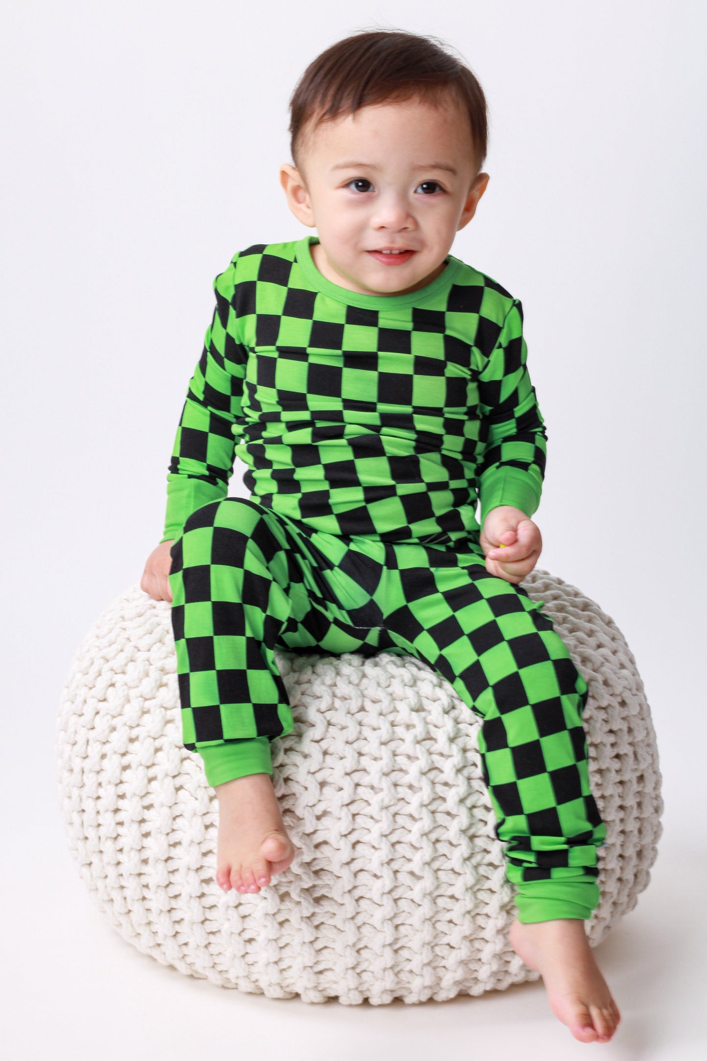 Green Checkers | Two-Piece Bamboo Long Sleeve Toddler & Kids Pajamas
