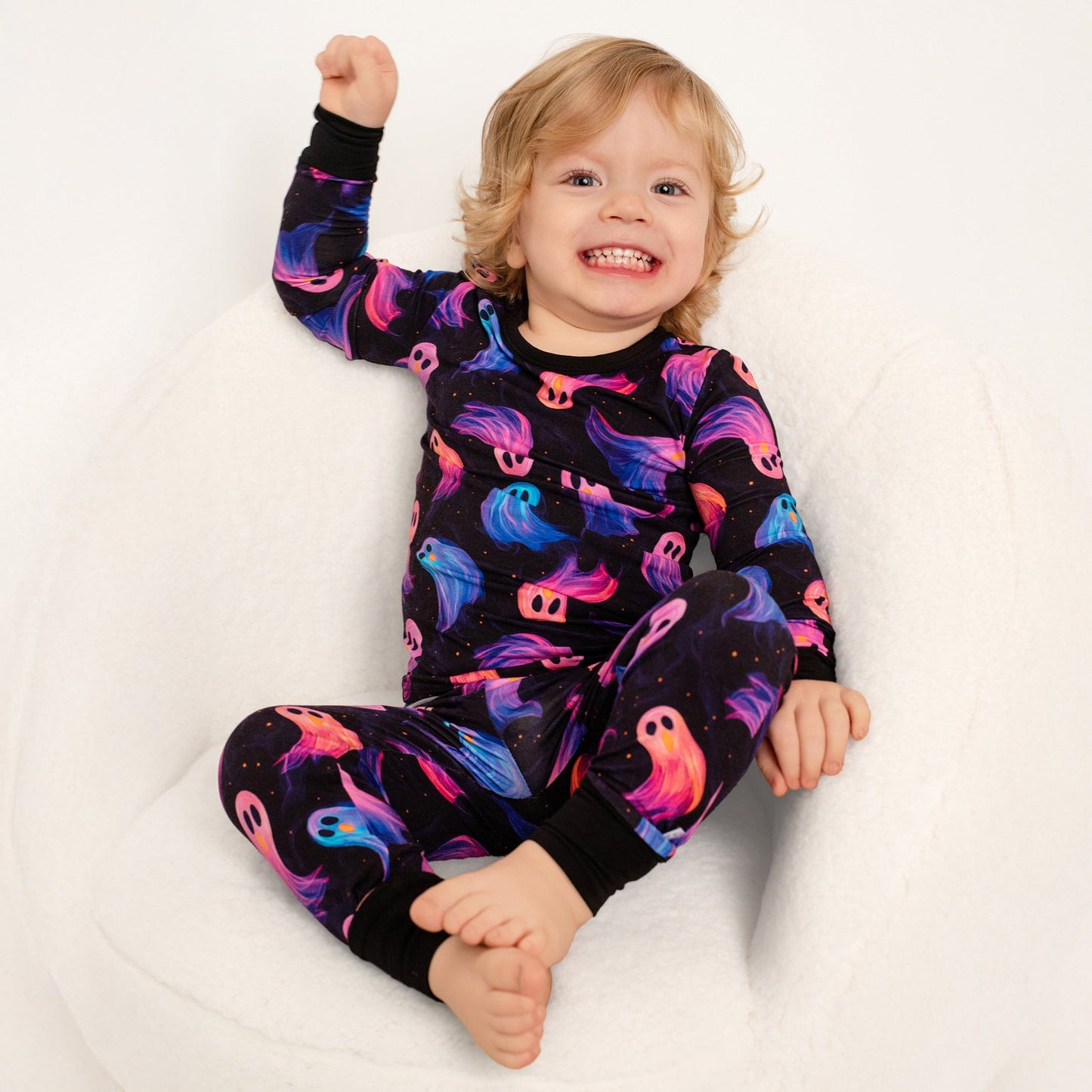 Halloween | Whirling Ghosts | Two-Piece Bamboo Long Sleeve Toddler & Kids Pajamas