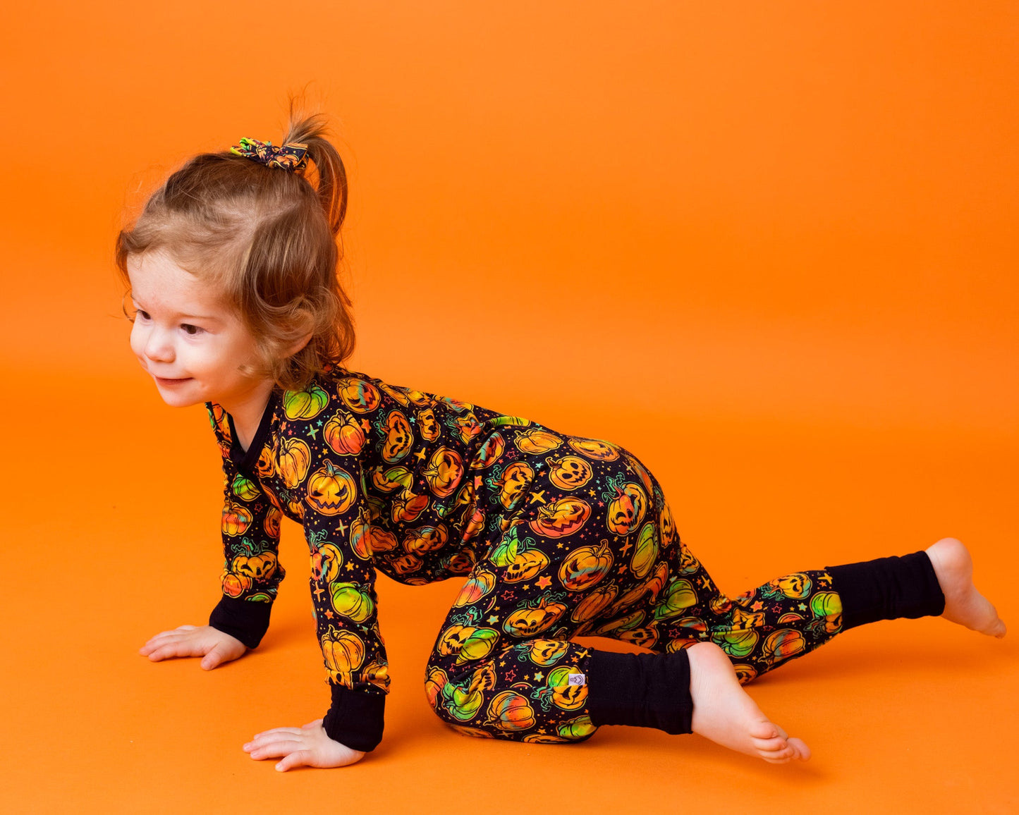Halloween | Spooky Pumpkins | Convertible Bamboo Zipper Baby Pajamas