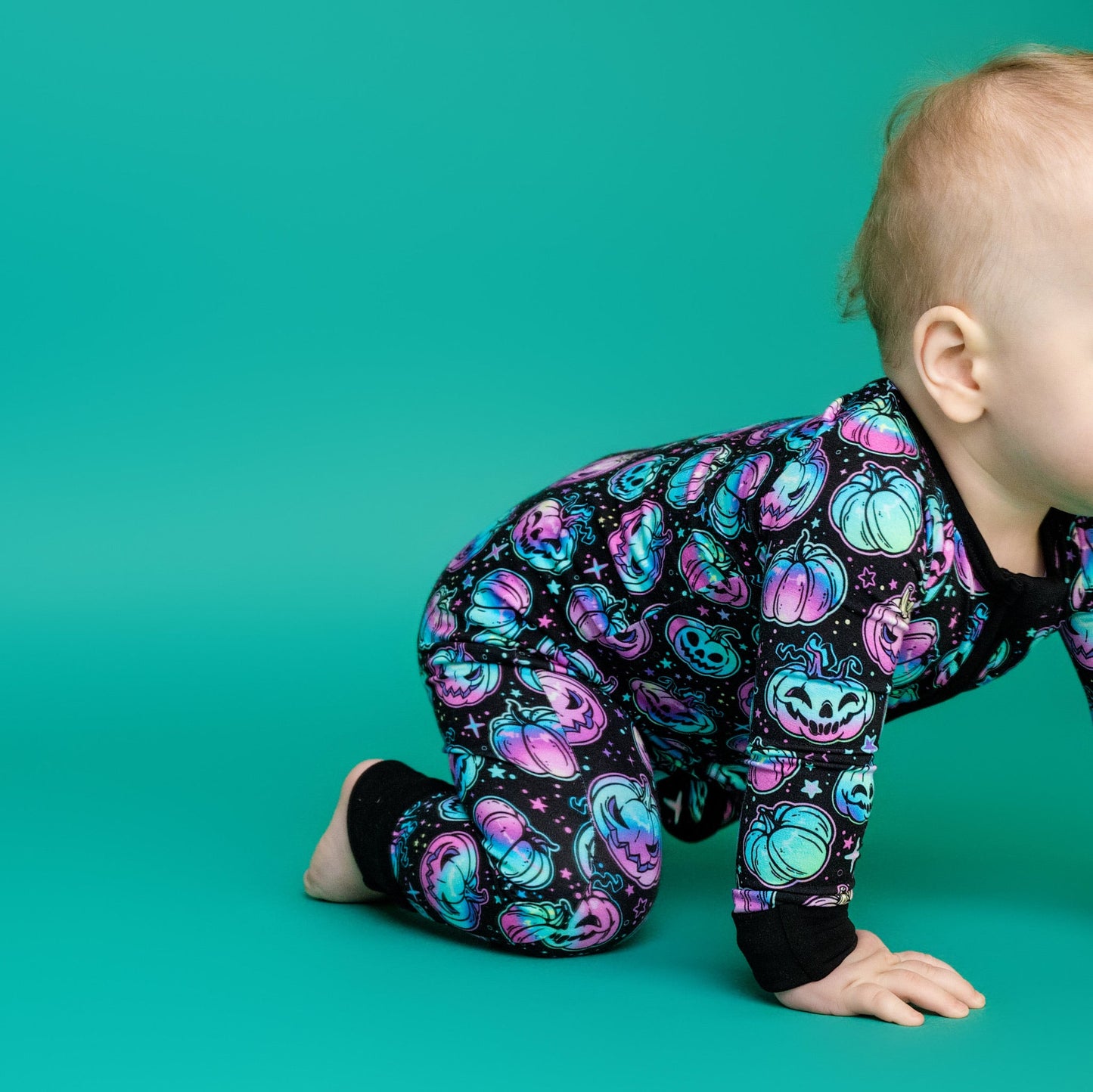 Halloween | Starlight Pumpkins | Convertible Bamboo Zipper Baby Pajamas