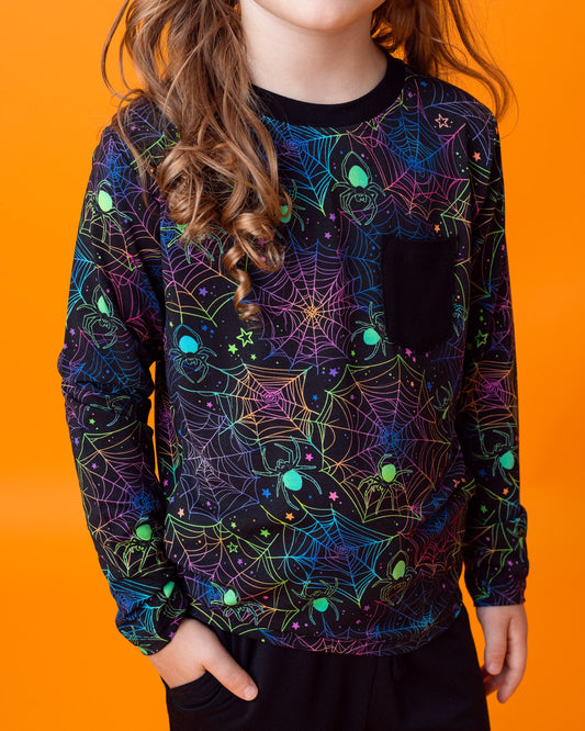 Halloween | Spooky Webs | Bamboo Toddler & Kids Pocket T-Shirt