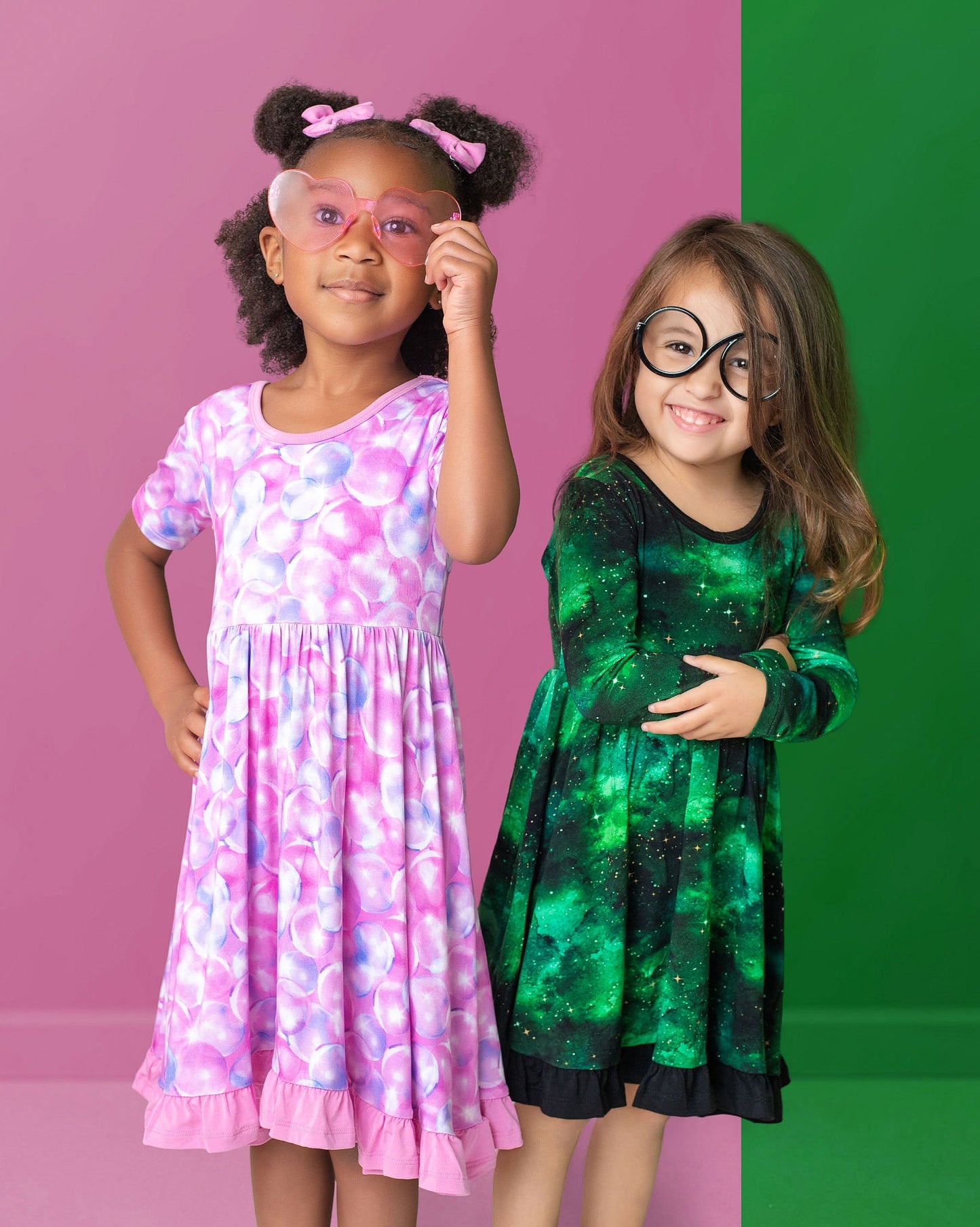 Wicked Cute | Green Galaxy Elixir | Bamboo Ruffle Twirl Dress